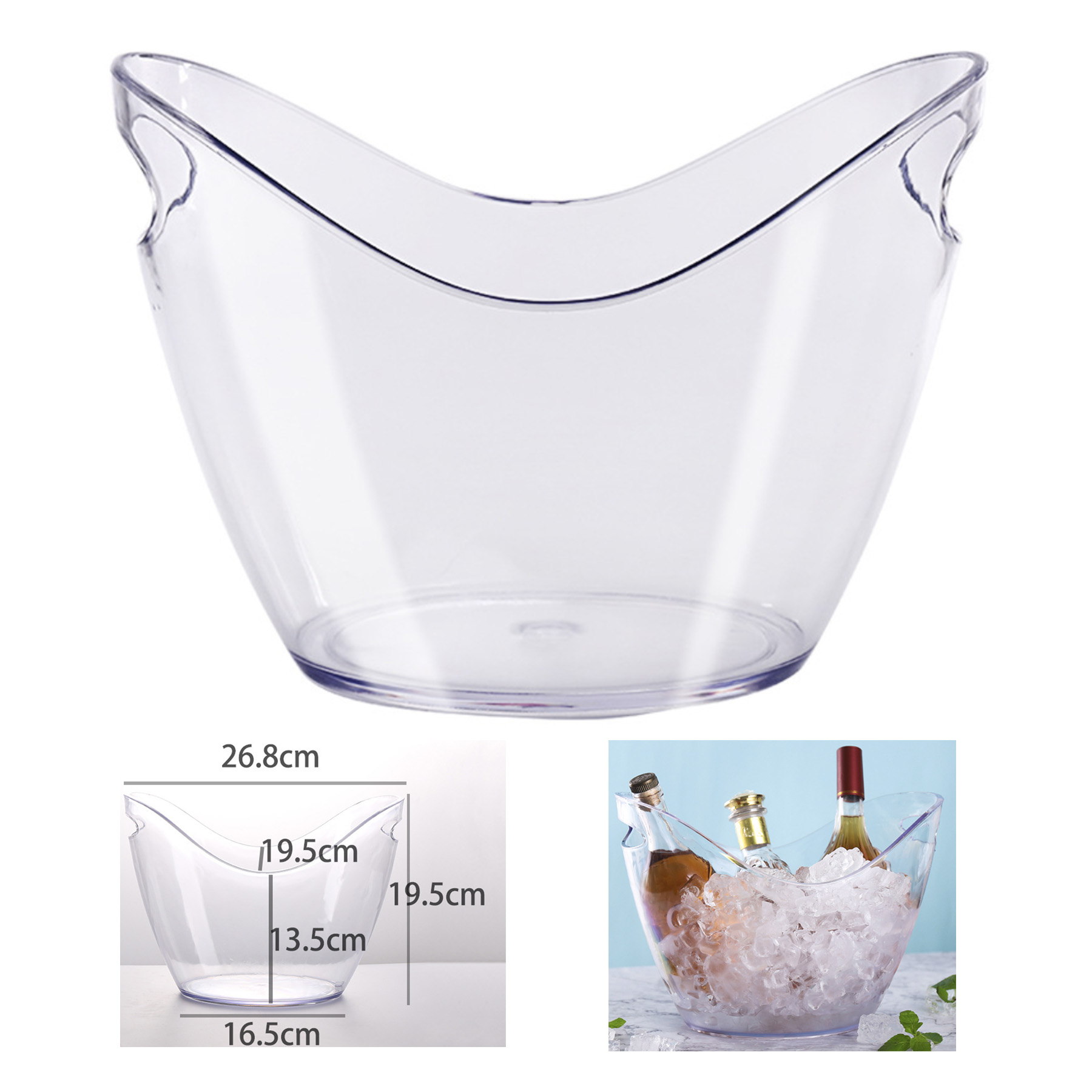 Ice Bucket Clear Plastic For Wine Champagne Beer Bottles 1