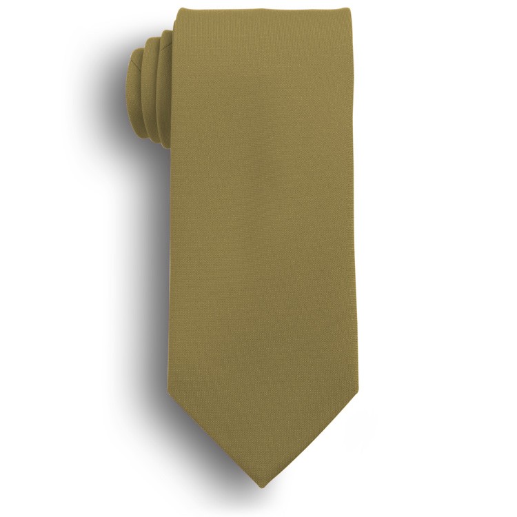 18" Poplin Khaki Polyester Clip-On Tie 1