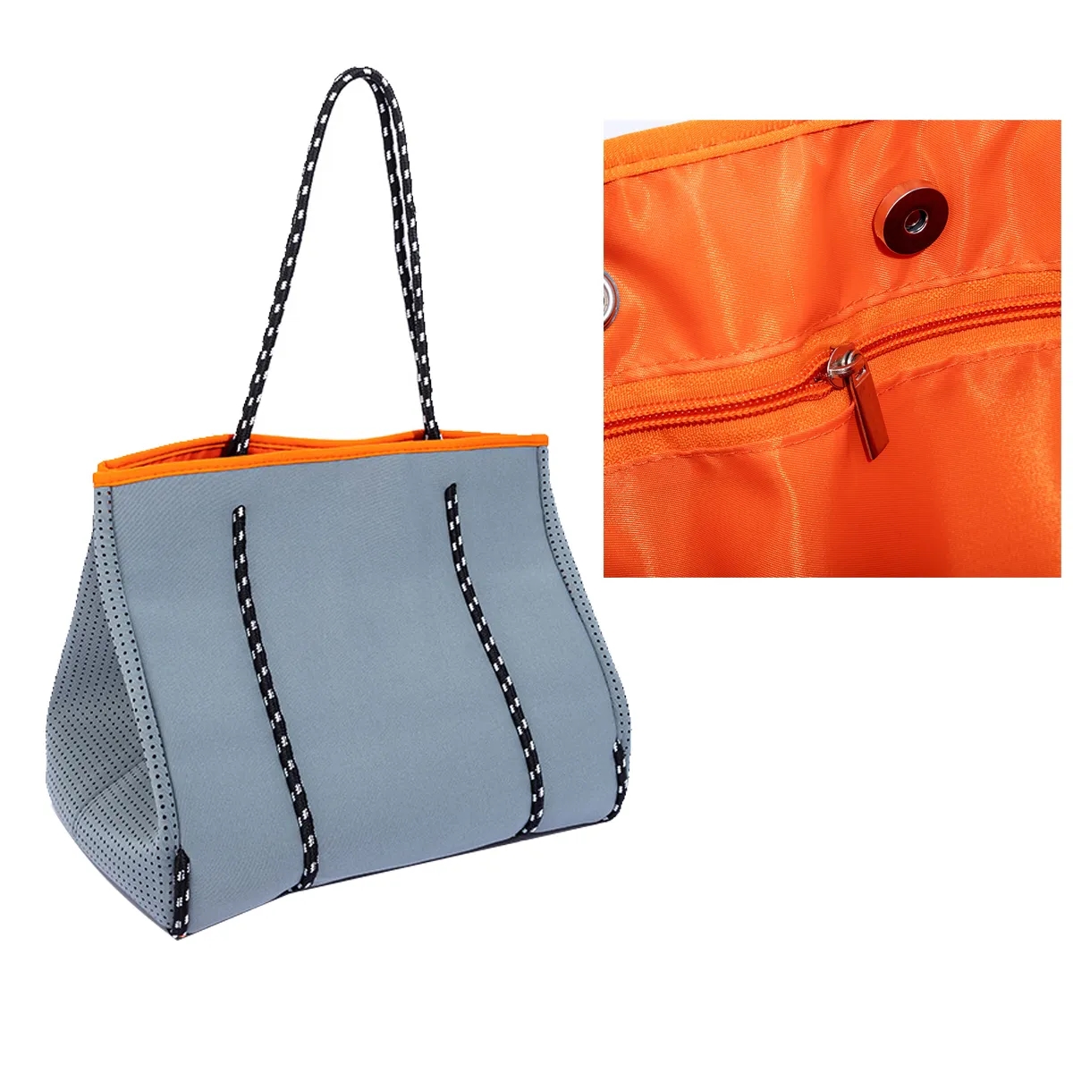 Large Fashion Neoprene Beach Tote Bag For Women, custom tote bag with logo imprint 4