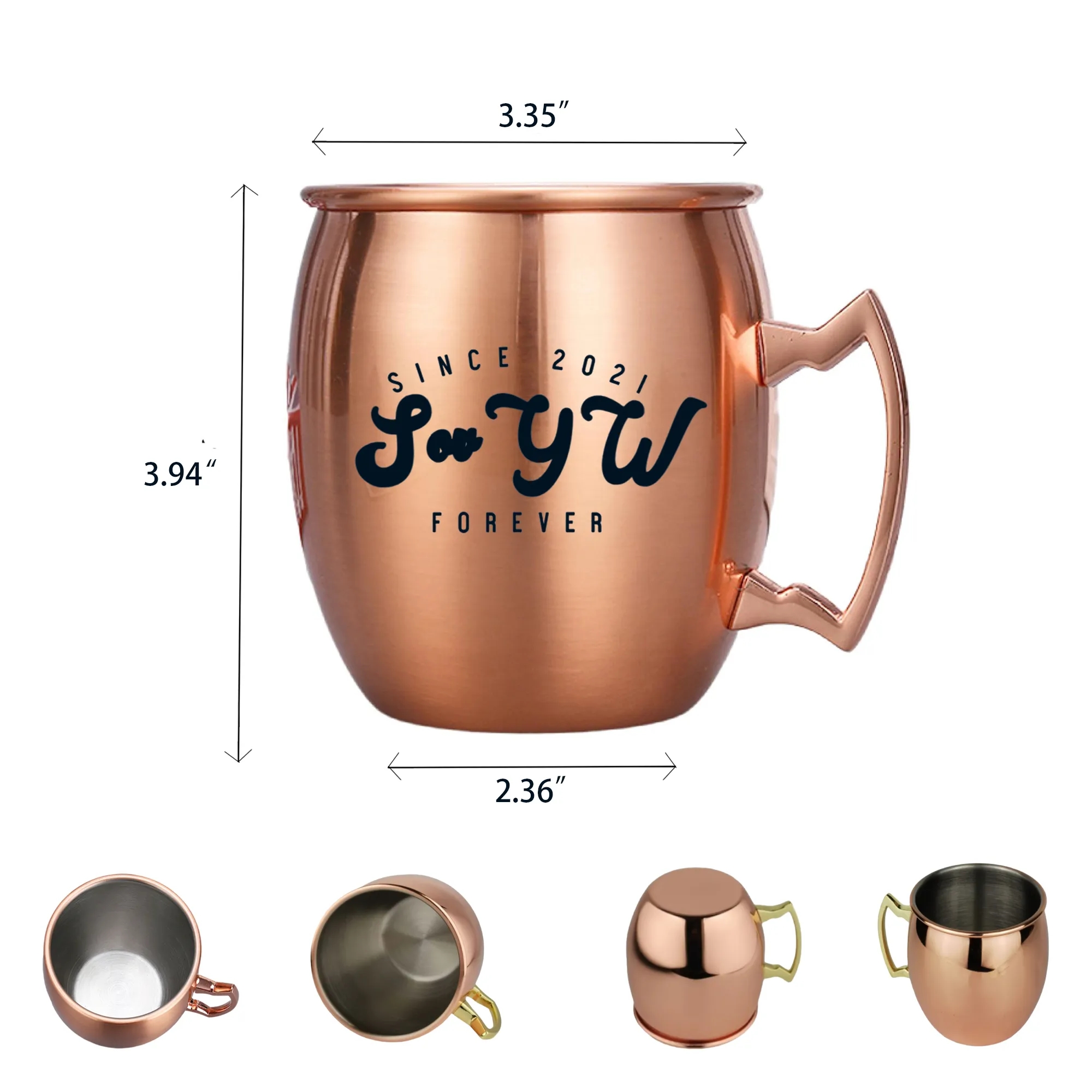 18 Oz. Stainless Steel Moscow Mule Mug with Built In Handle 1