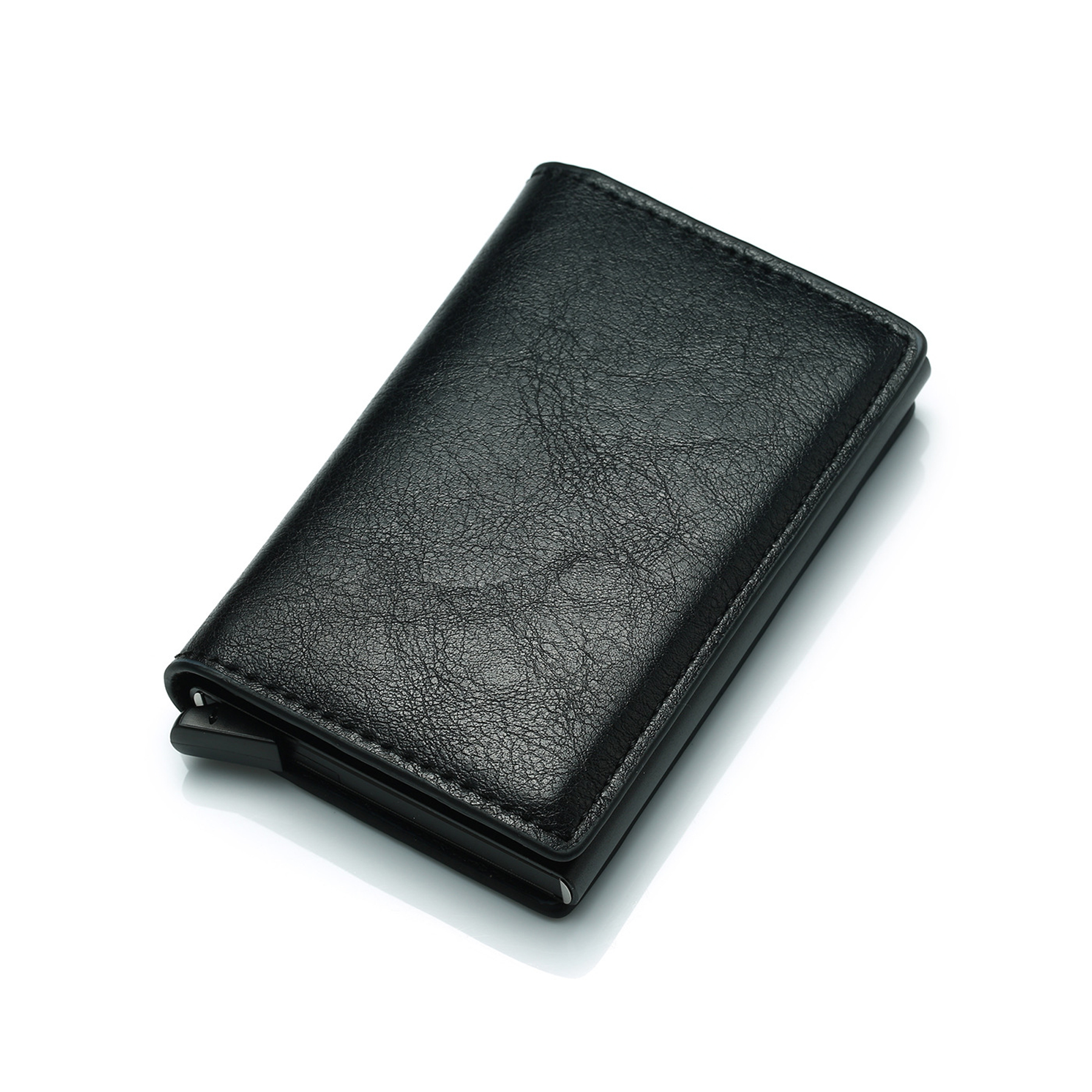 RFID Blocking Leather Pop-up Card Holder with ID Window 2