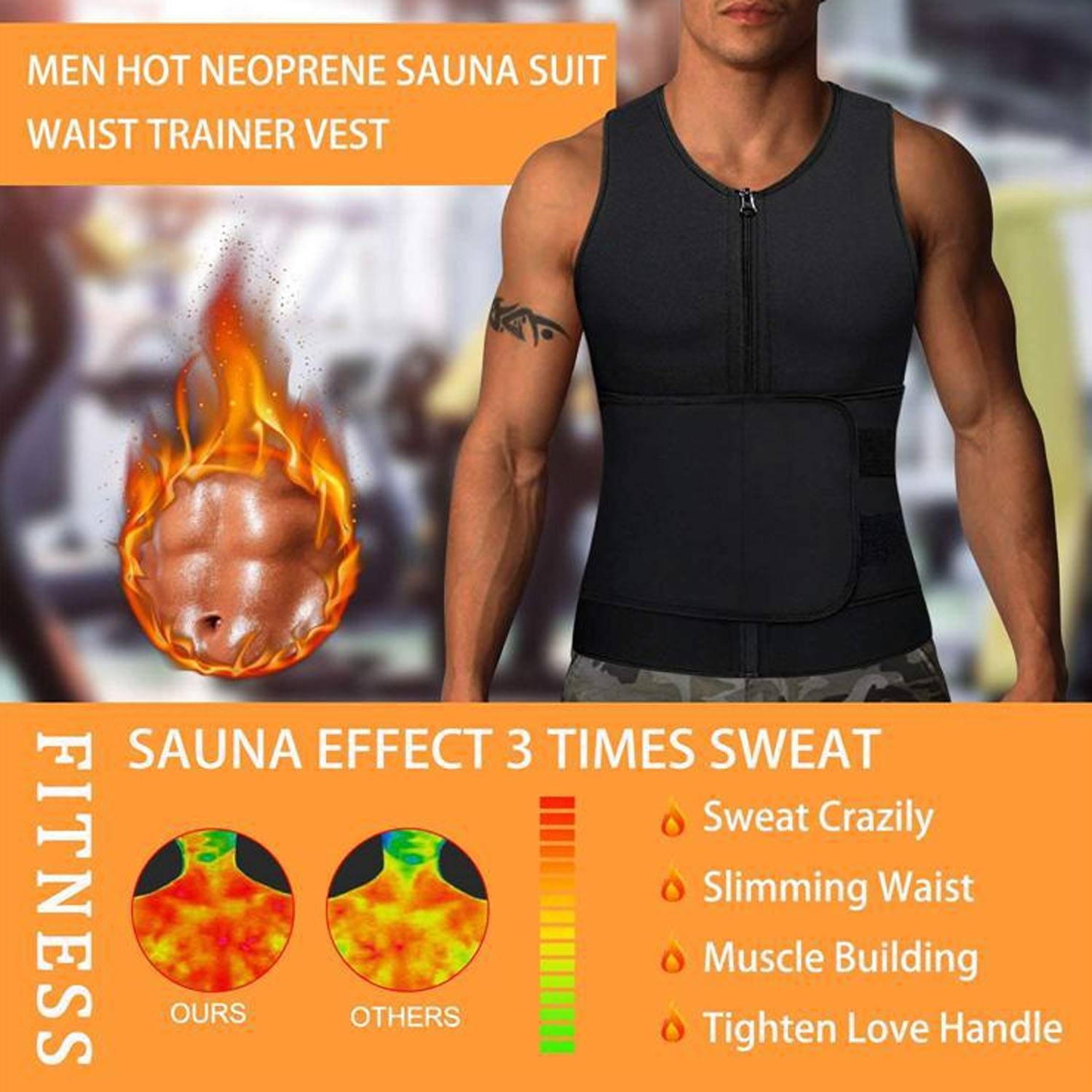 Men's Neoprene Body Shaper Vest w/ Adjustable Belt 4