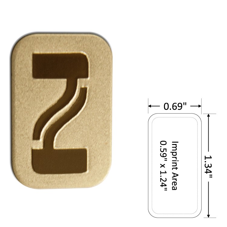 Rectangle 0.69" Polished Brass Etched Lapel Pin - USA Made 2