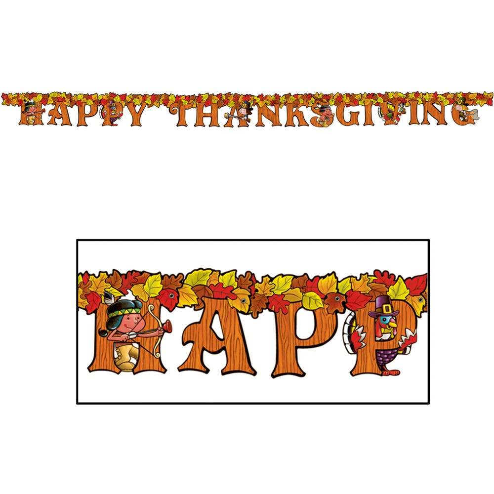 Happy Thanksgiving Streamers - Multicolored 5" x 6' 2