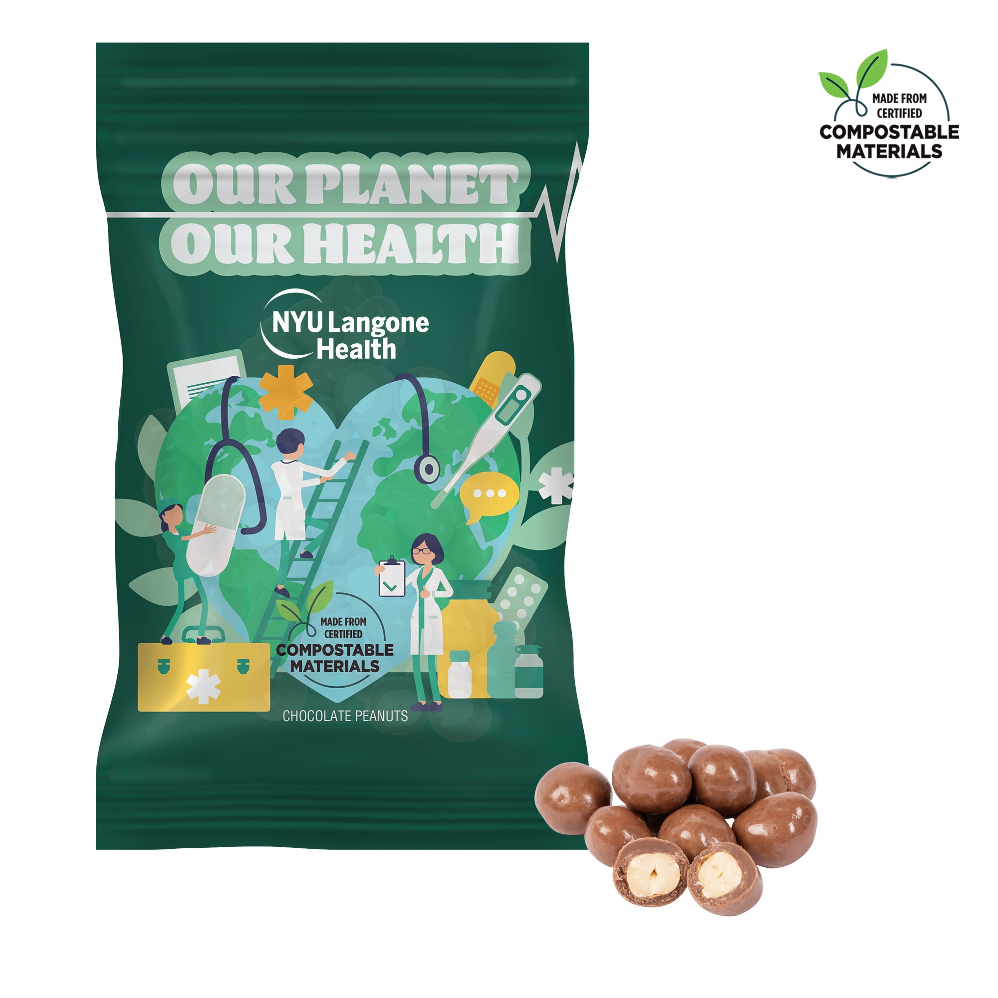 4oz. ECO-Digibag, Compostable & Full Color, Chocolate Peanuts 2