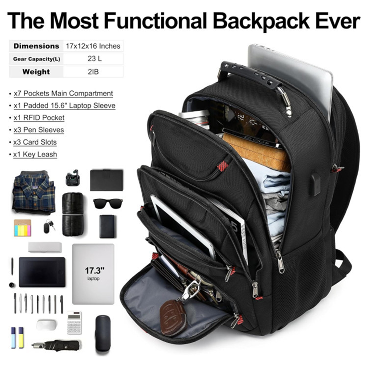 Nylon Laptop Backpack For Men Stylish College Bookbag 2