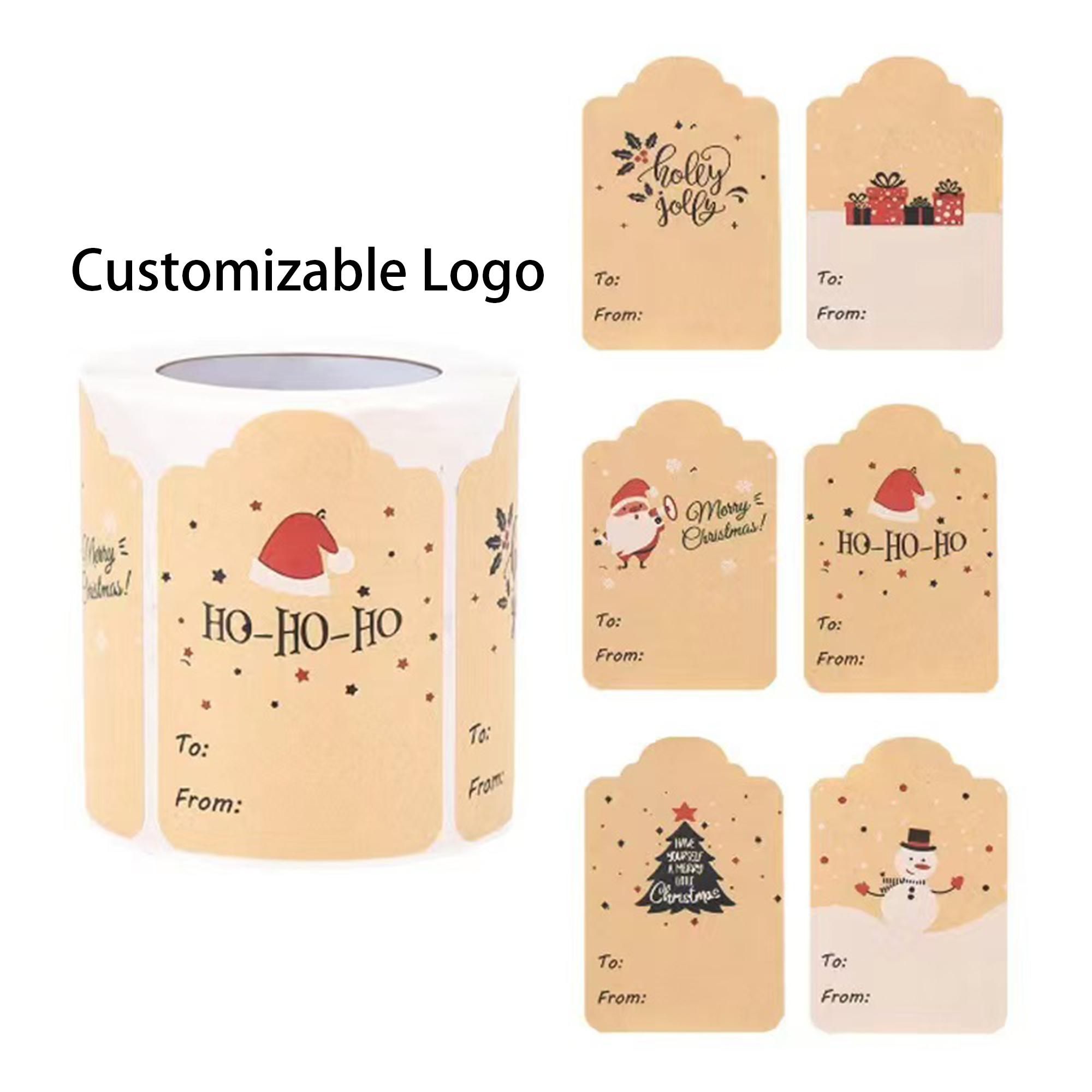 300pcs Christmas Sticker Roll With Customizable Logo 1