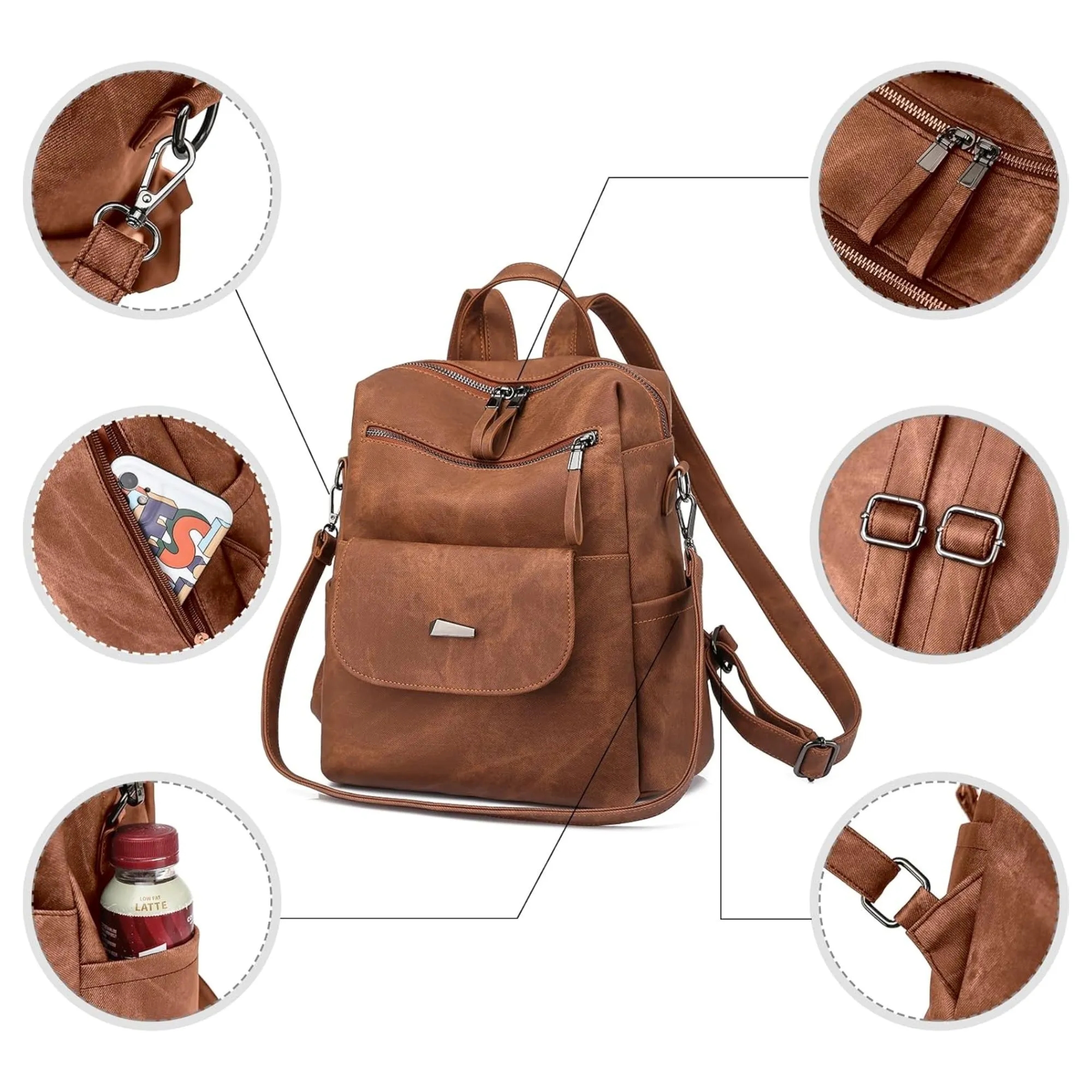 Large Capacity PU Leather Women's Backpack 3