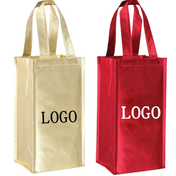 Metallic 1 Bottle Laminated Non Woven Wine Bag 1
