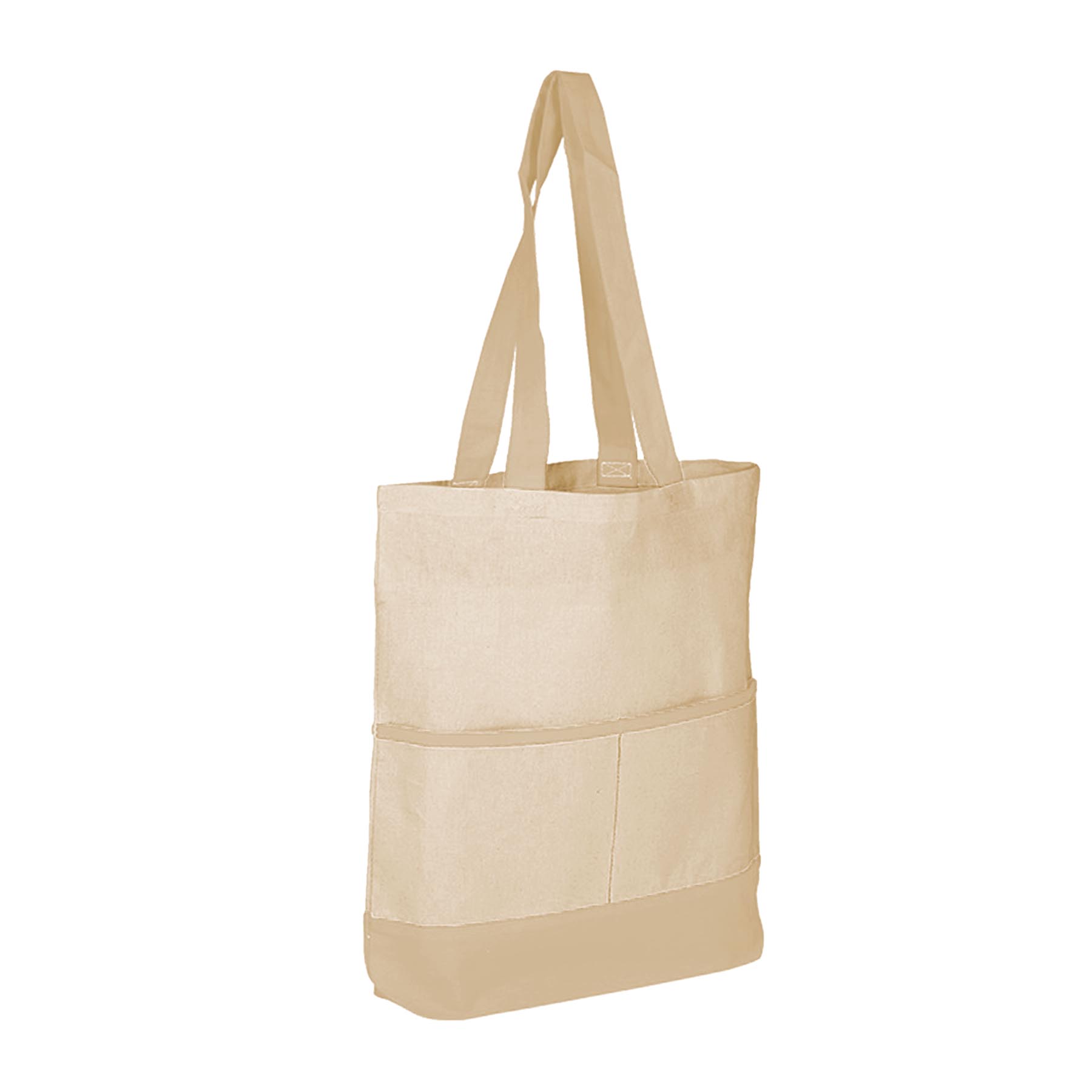100% Cotton Canvas Tote bag w/Color Accent Pocket_R105NBT 3