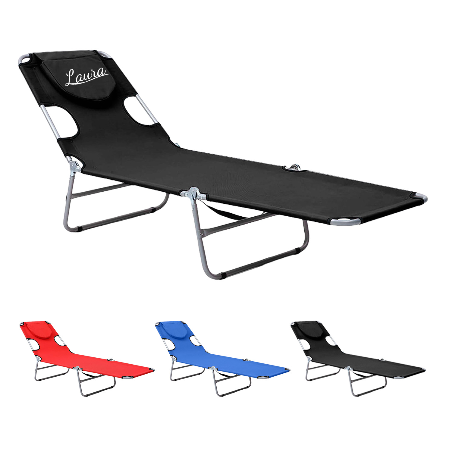 Detachable Tanning Pillow Folding Beach Lounge Chair 3
