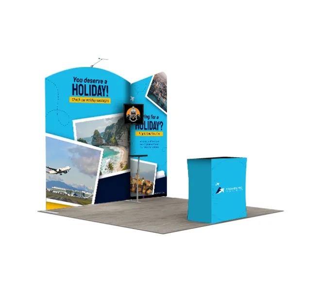 10ft Inline Trade Show Booth – Modular Backwall Display with Counter & Branding Panels 3
