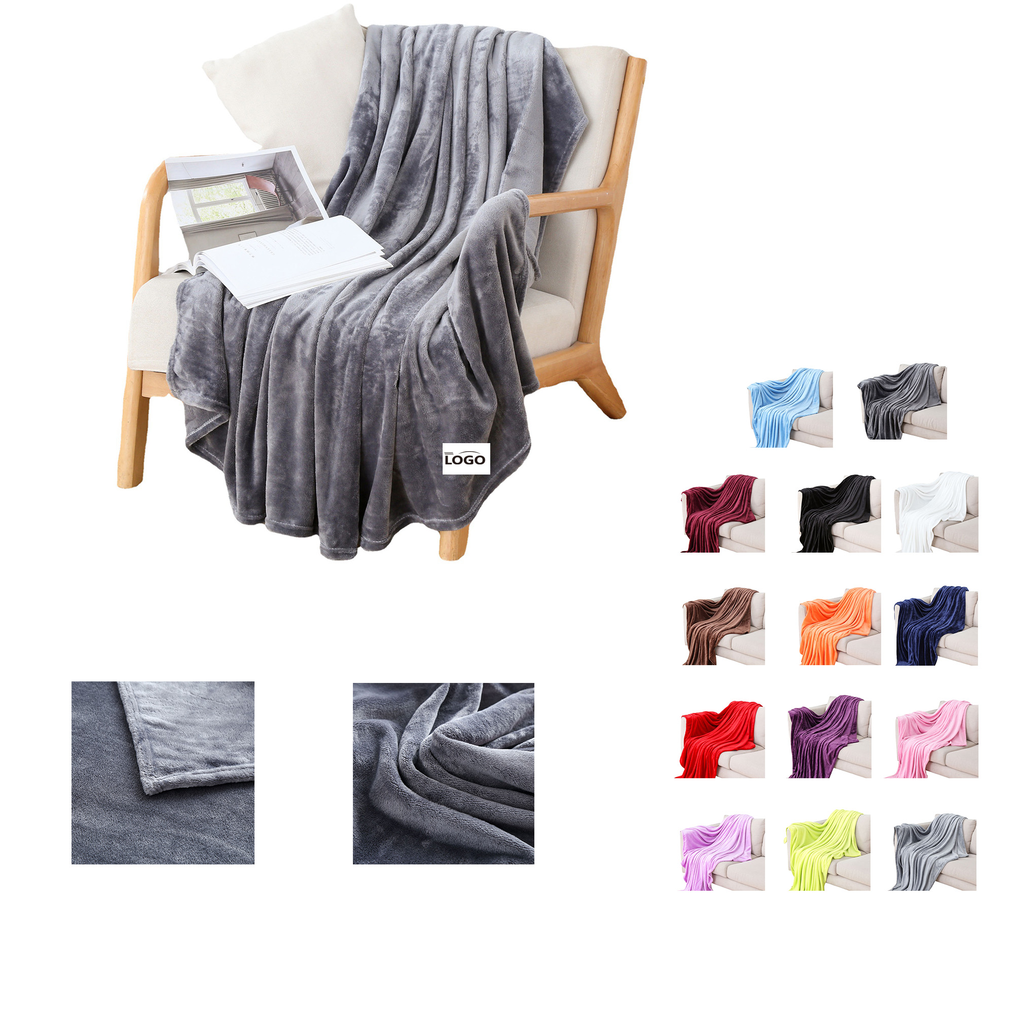 Custom Interweaved Blanket for Sofa Couch Soft Flannel Fleece MOQ50 8