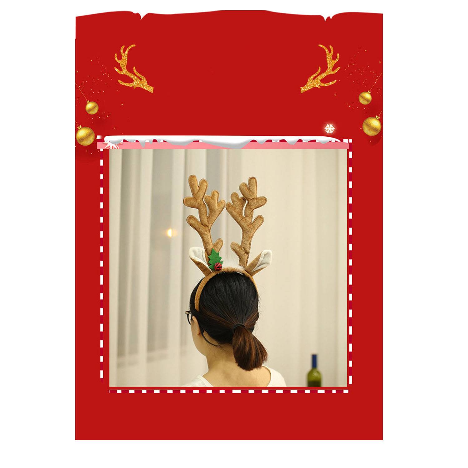 Christmas Fabric Antler Headband 5