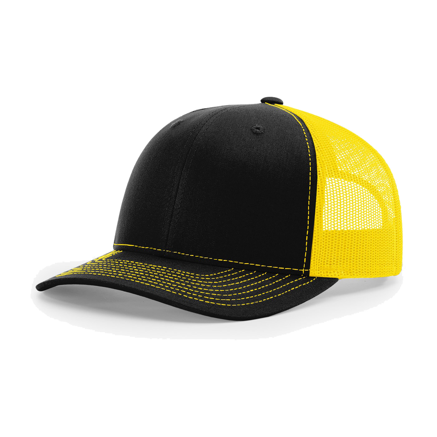 Richardson 112 6-Panel Snapback Trucker Hat w/Leatherette Adhesive Patches or Embroidery 37