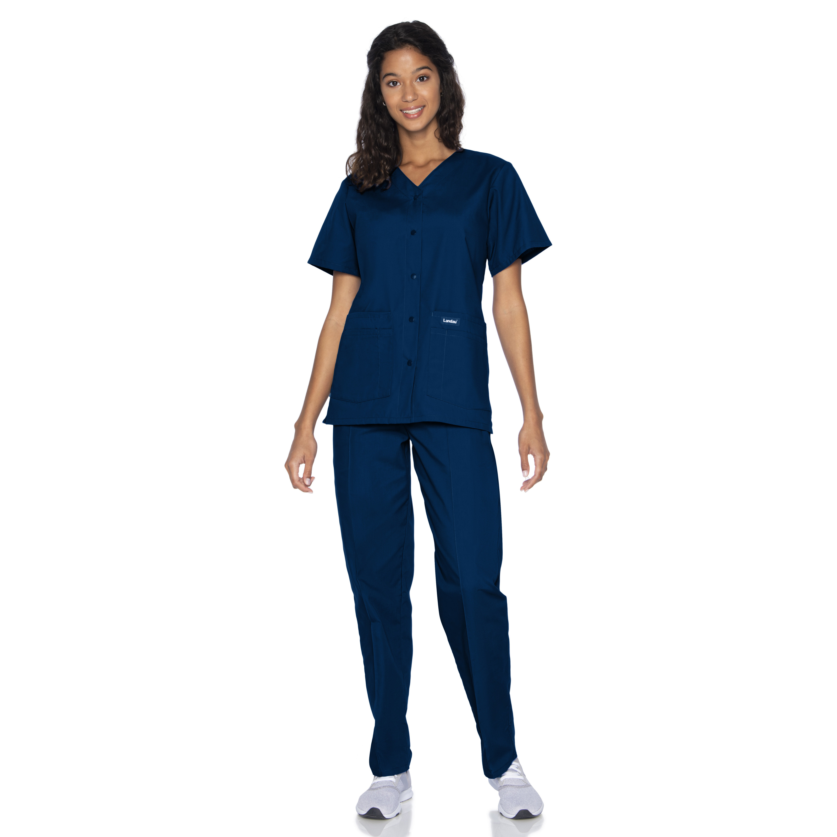 Landau - Essentials - Women's Four-Pocket Snap-Front V-Neck Top 28
