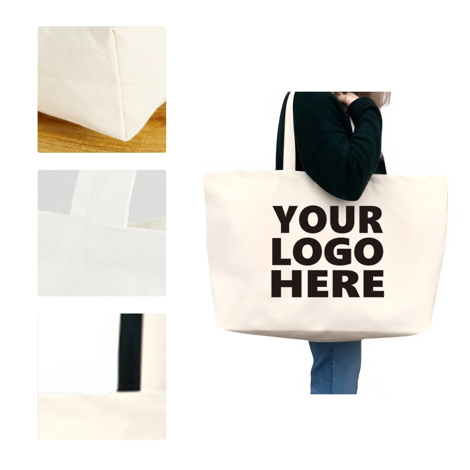 MOQ50 Extra Large Canvas Tote Bag, custom tote bag with logo imprint 4