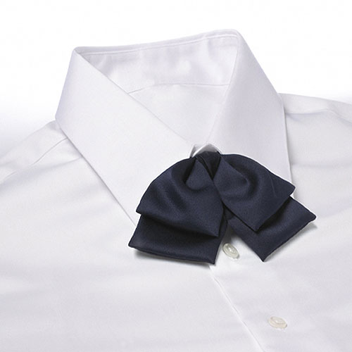 Navy Blue Adjustable Band Polyester Satin Floppy Bow Tie 2