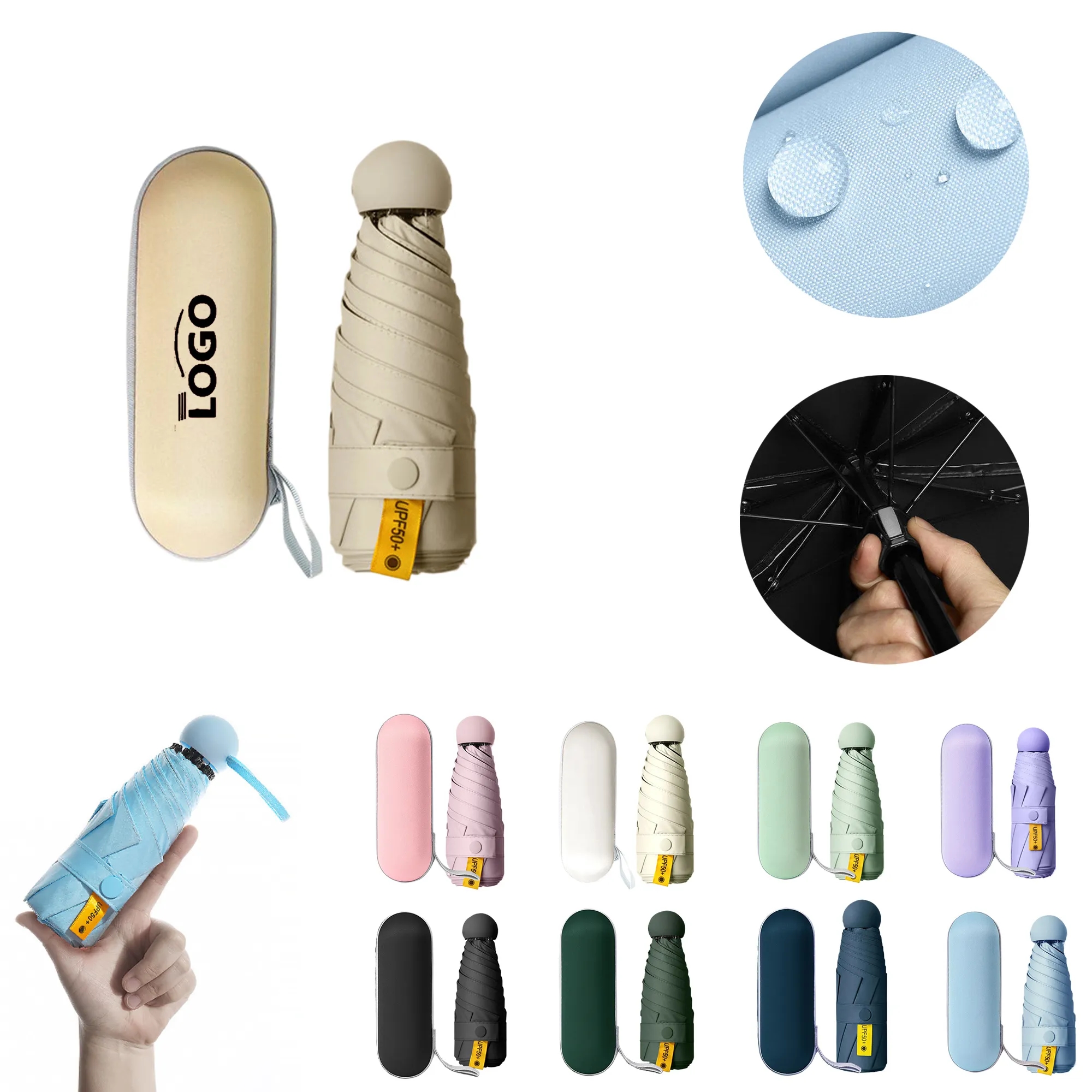 MOQ10 Compact Mini Capsule Sun Rain Umbrella 14