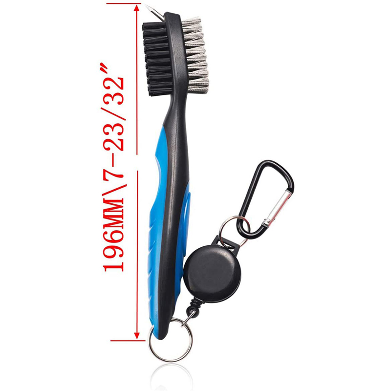 Golf Club Brush Groove Cleaner w/Retractable Zip-line and Aluminum Carabiner Cleaning Tools 3