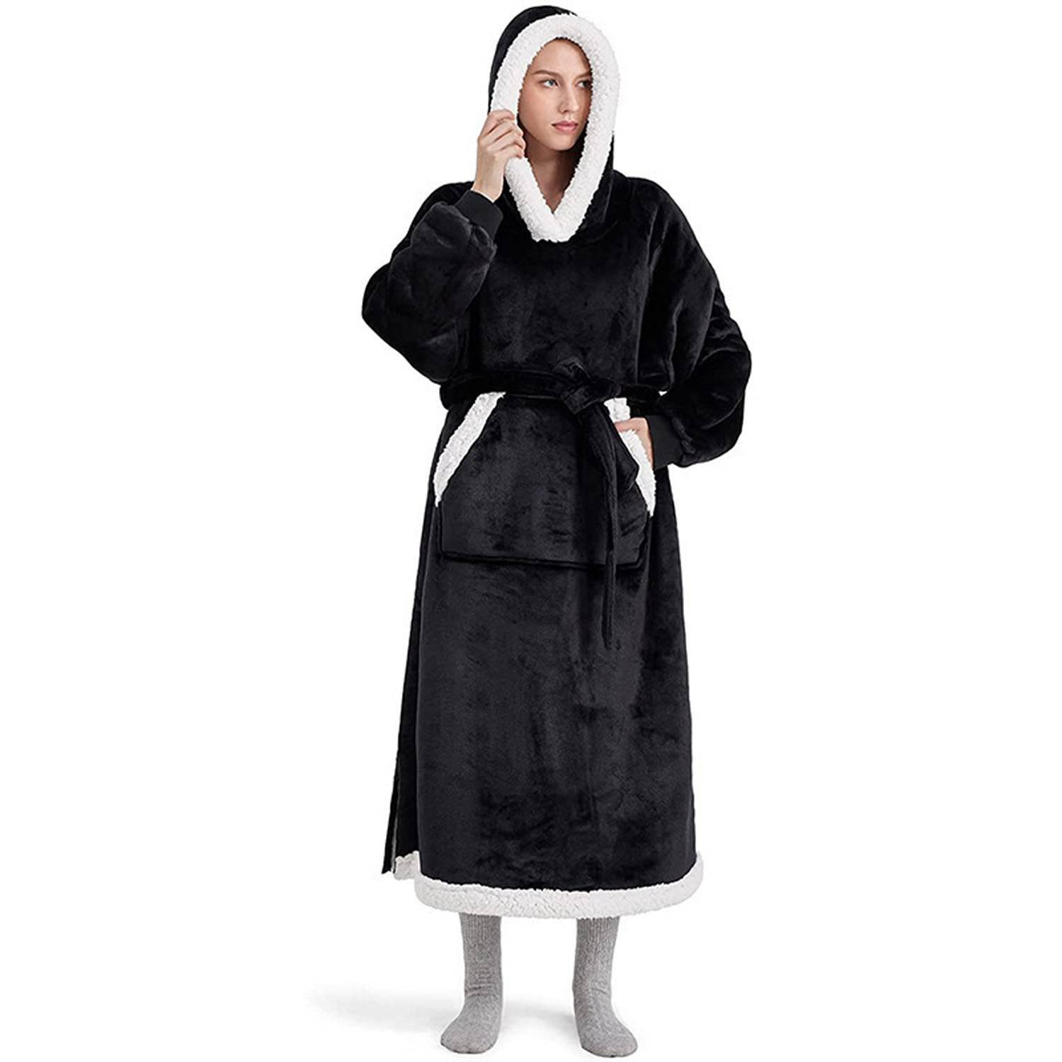 Polyester Wearable Blanket Hoodie w/ Adjustable Waist 3