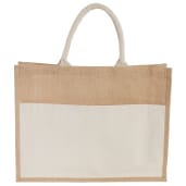 Jute Shopper Tote with Recycled Cotton Pocket, custom tote bag with logo imprint 49