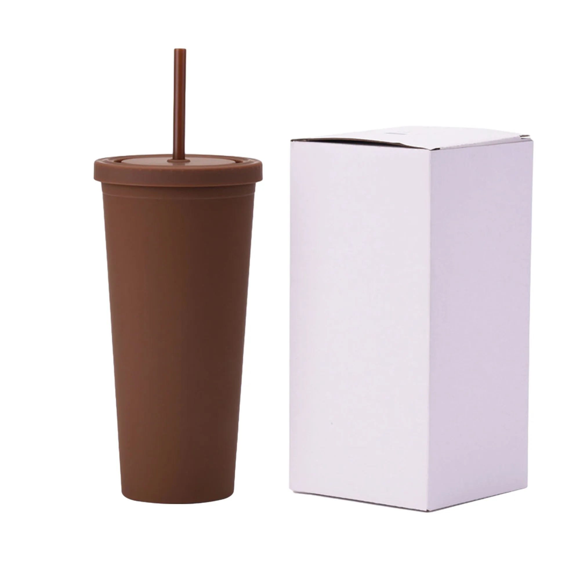 24 oz Plastic Stadium Cups with Lid & Straw 3