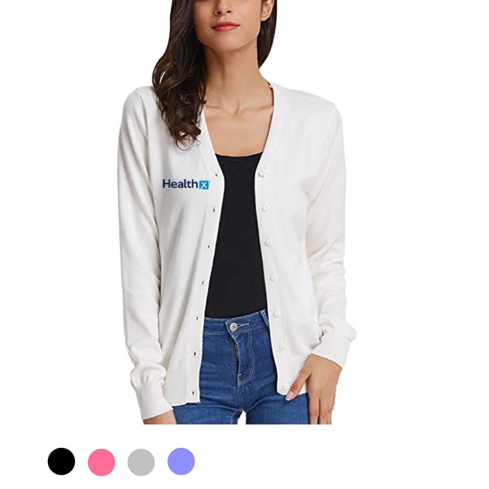 V-Neck Cardigan Sweater, custom hoodie or sweatshirt with logo imprint 6