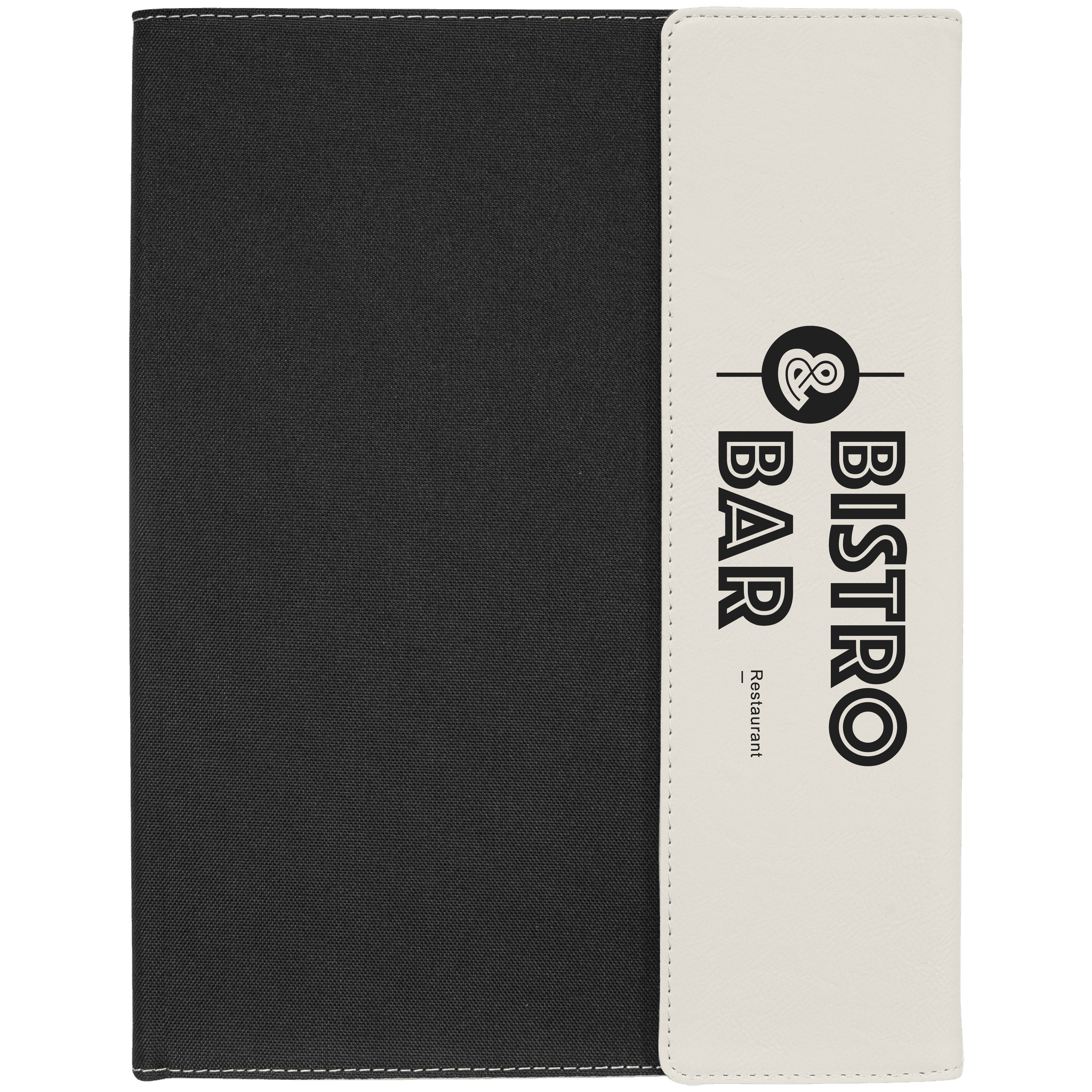 9" x 12" White Leatherette & Black Canvas Portfolio