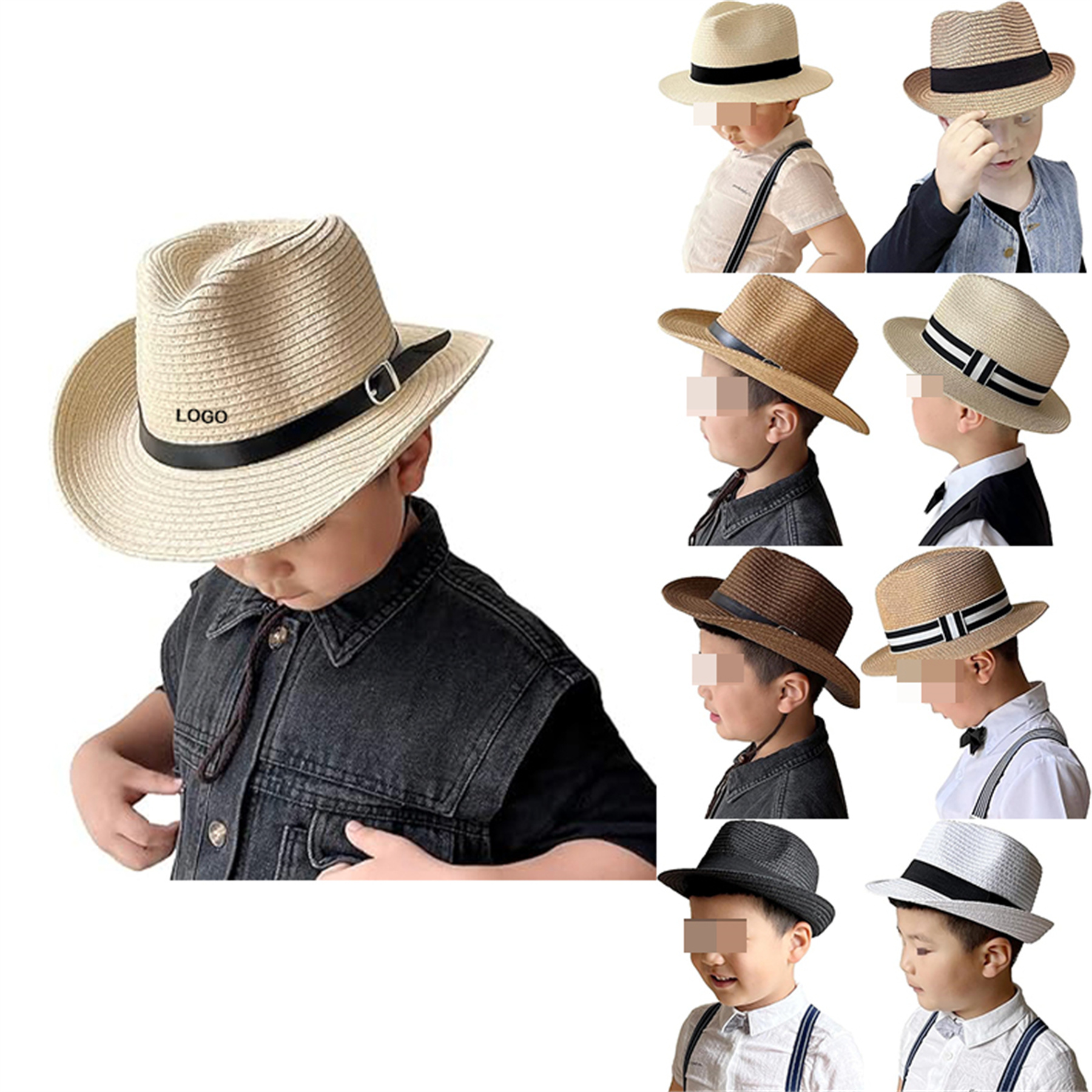 Straw Fedora Sun Hat for Kids 11