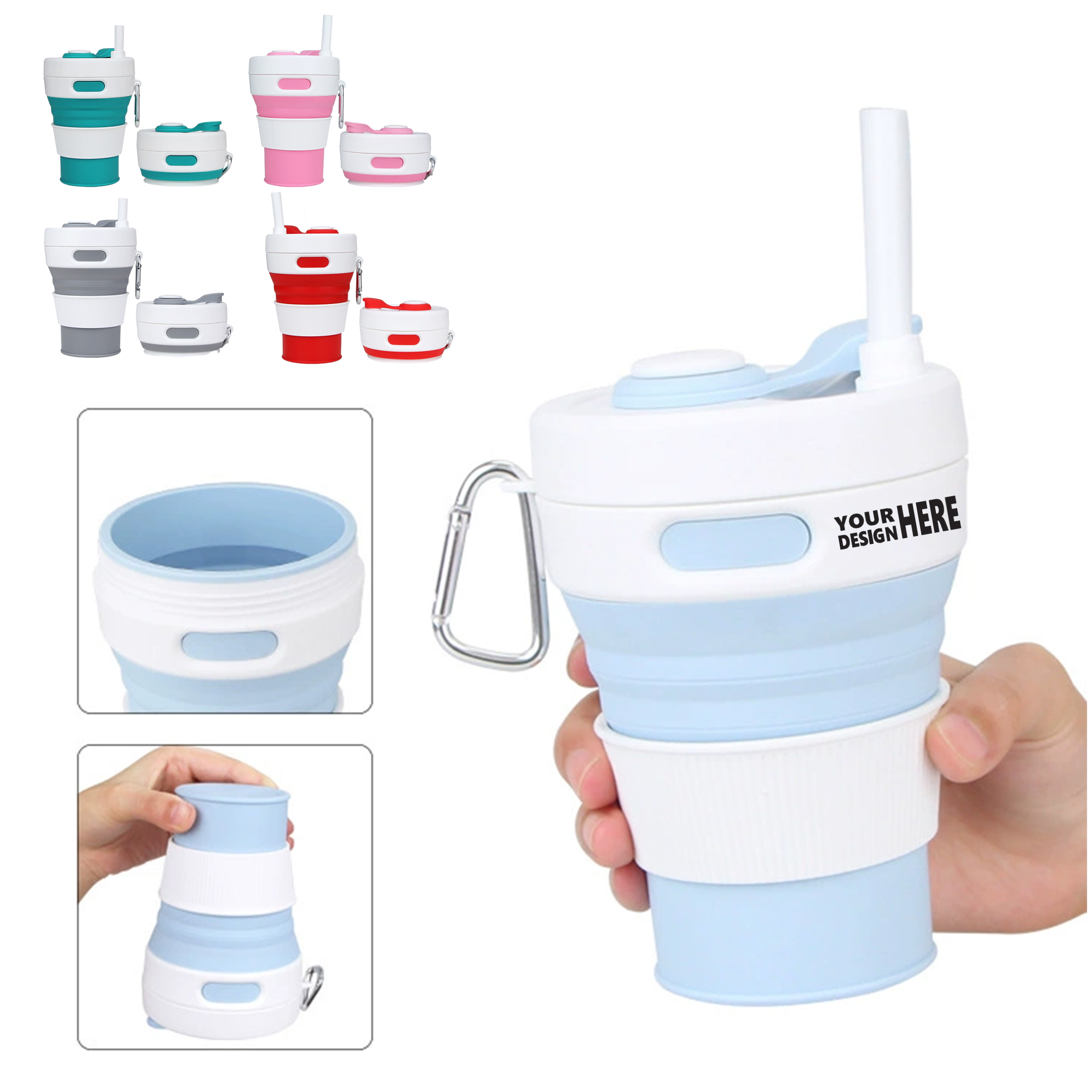 Summer Outdoor Foldable Silicone Straw Water Cup 2