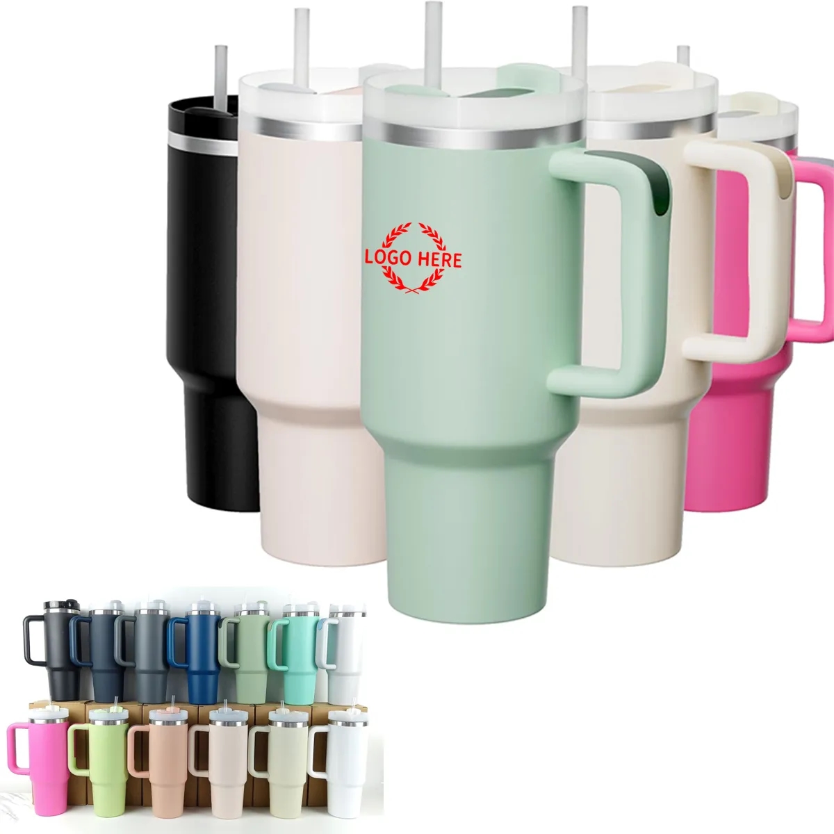 30 OZ Insulated Tumbler with Handle & Straw Lid 3