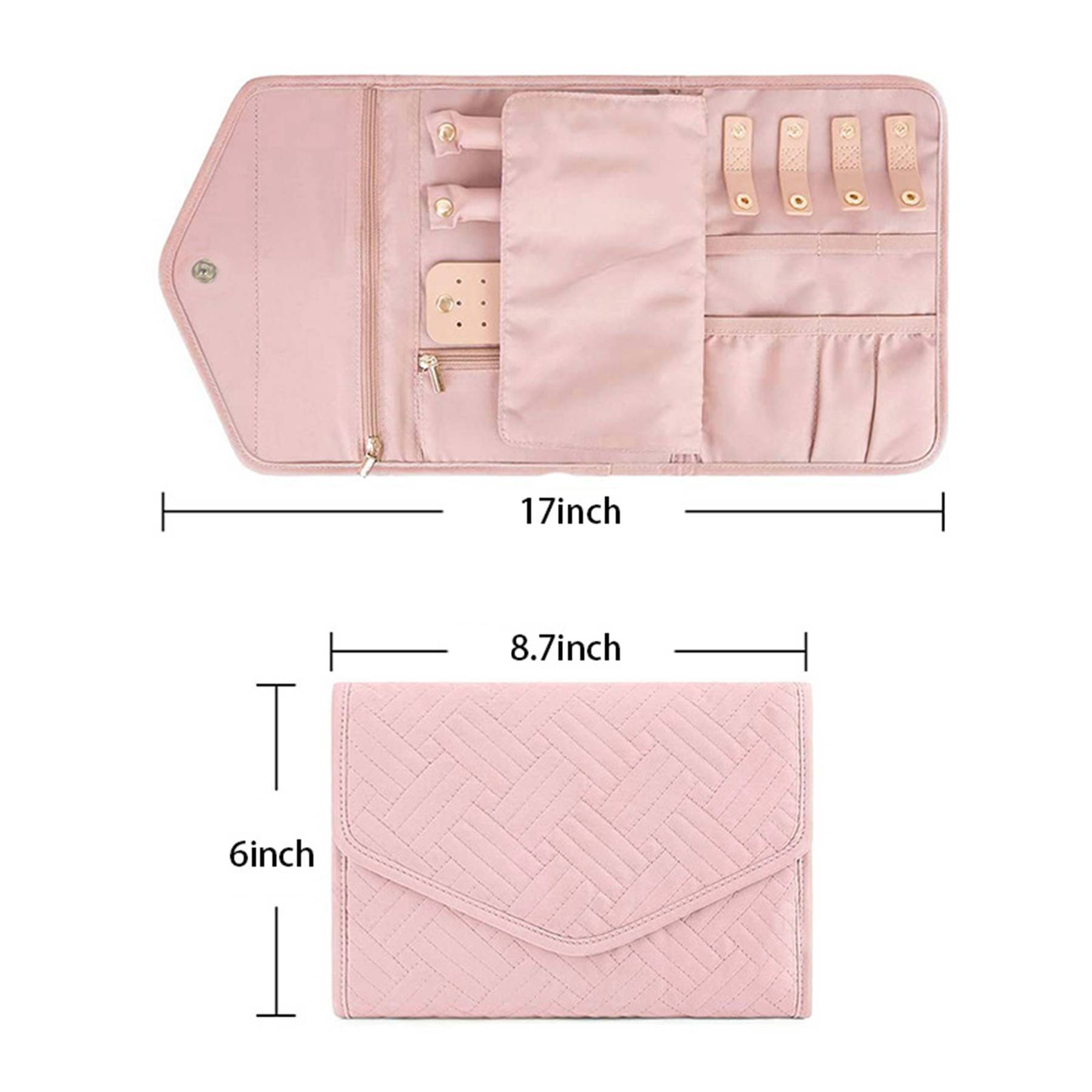 Travel Jewelry Organizer Roll Foldable Case 2