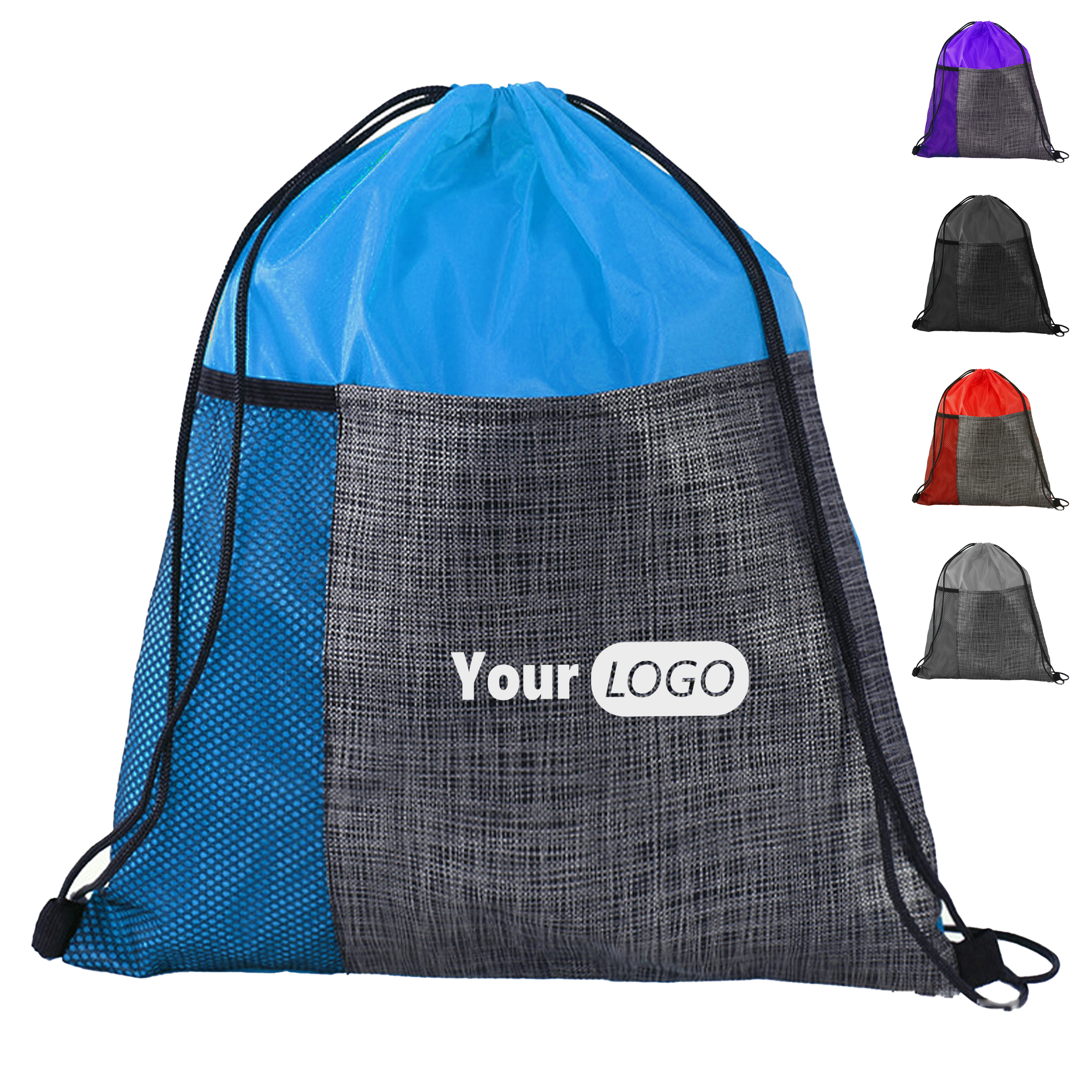 Polyester Breathable Swim Mesh Drawstring Bag For Quick-Drying Gear 2
