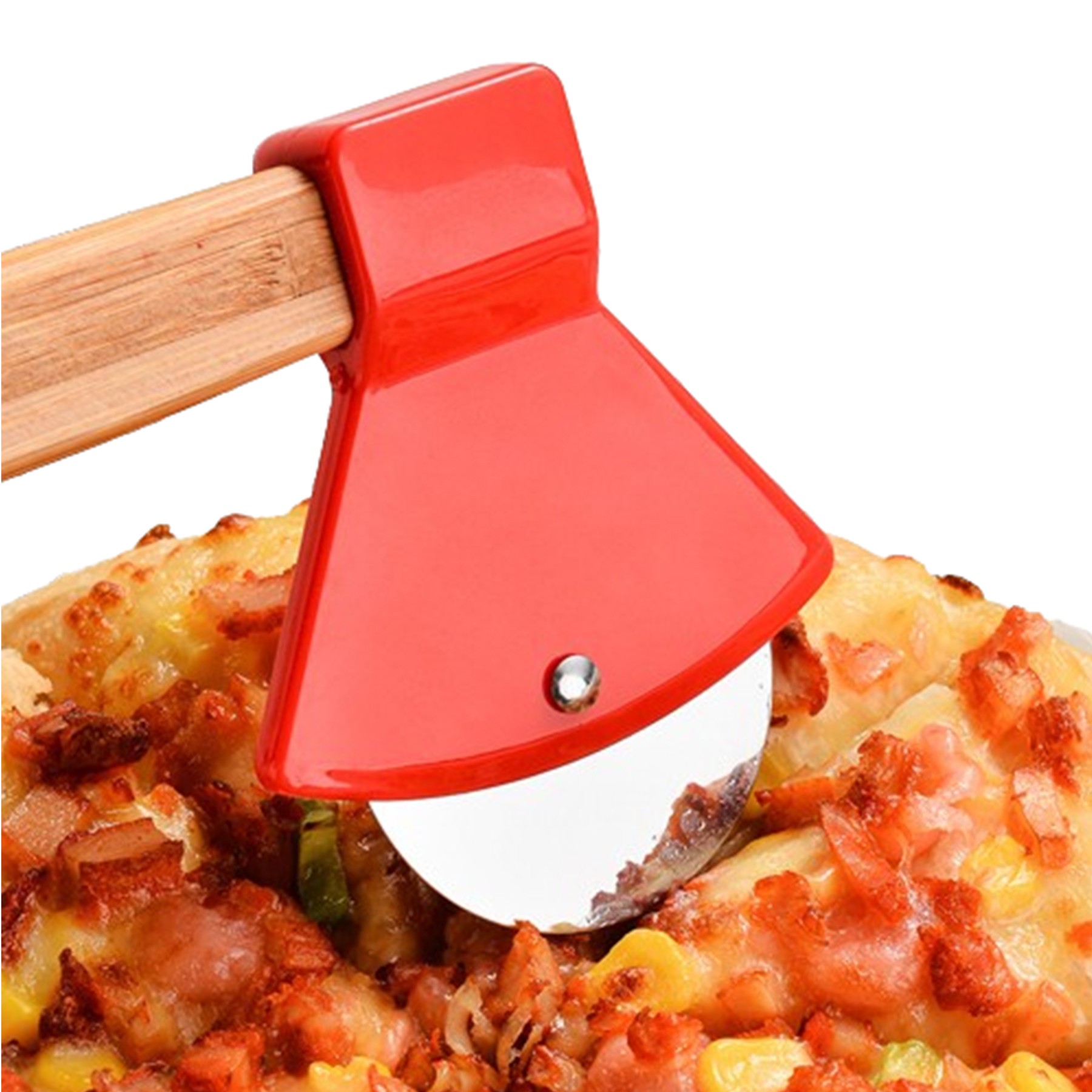 Axe Pizza Cutter With Wooden Handle 5