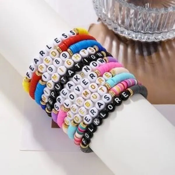 Polymer clay Letter Beaded Bracelet 6