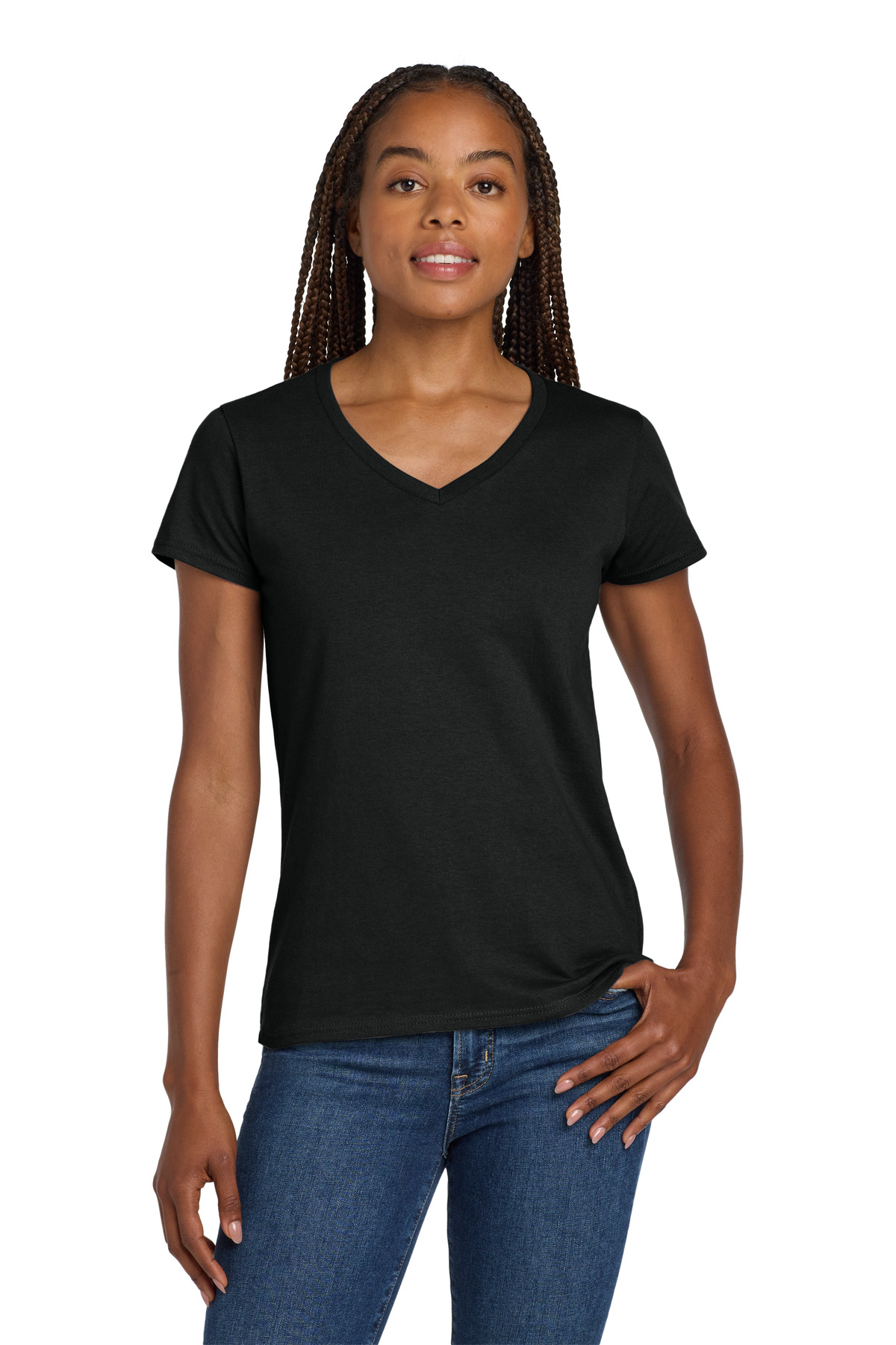 Gildan Women's Heavy Cotton 100% Cotton V-Neck T-Shirt. 5V00L 24