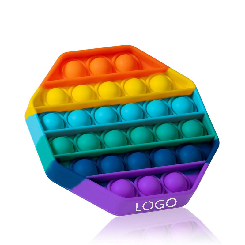 Rainbow Octagon Push Pop Bubble Fidget Sensory Squeeze Toy 2