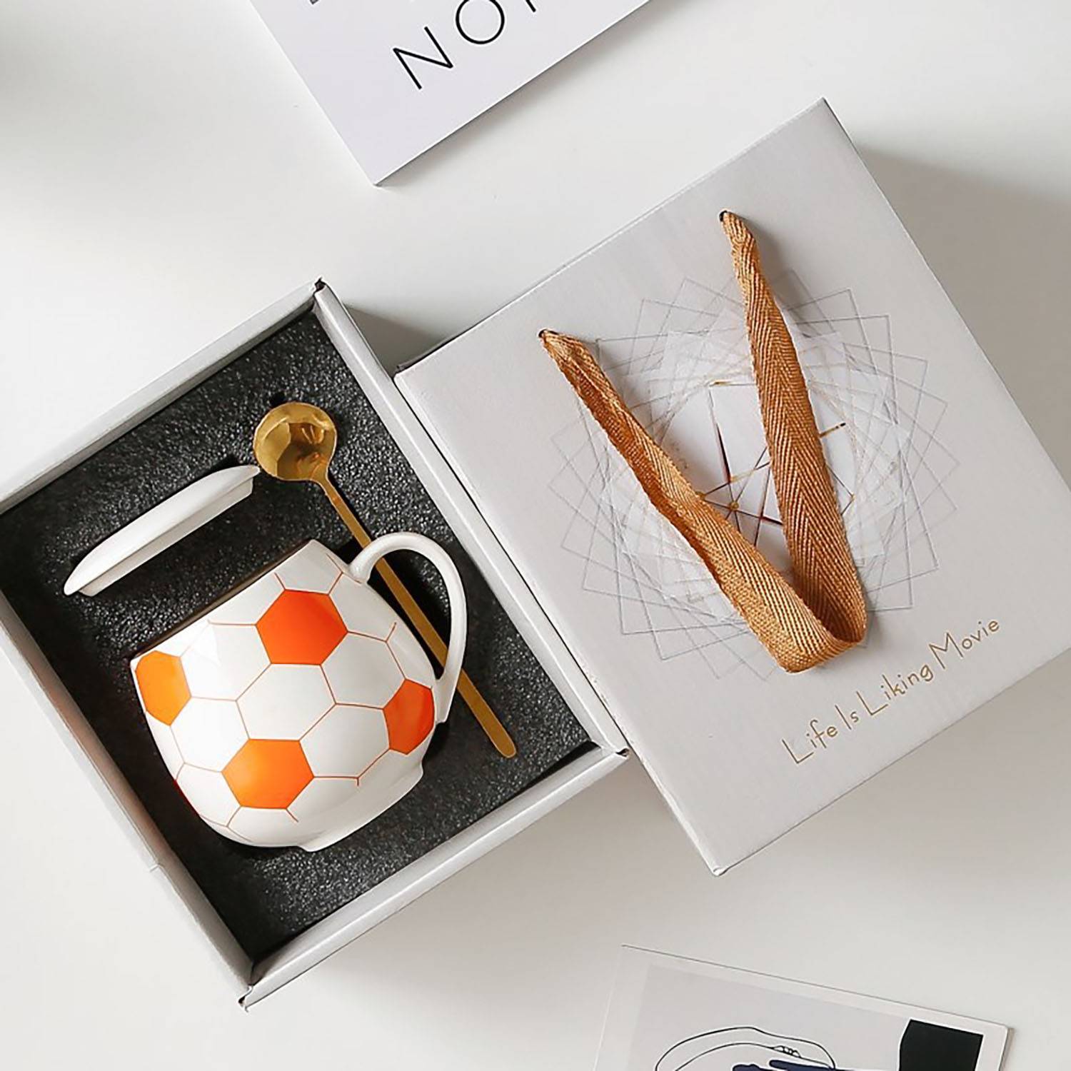 14oz Coffee, Tea, & Hot Drinks Ceramic Soccer Mug gift box 6