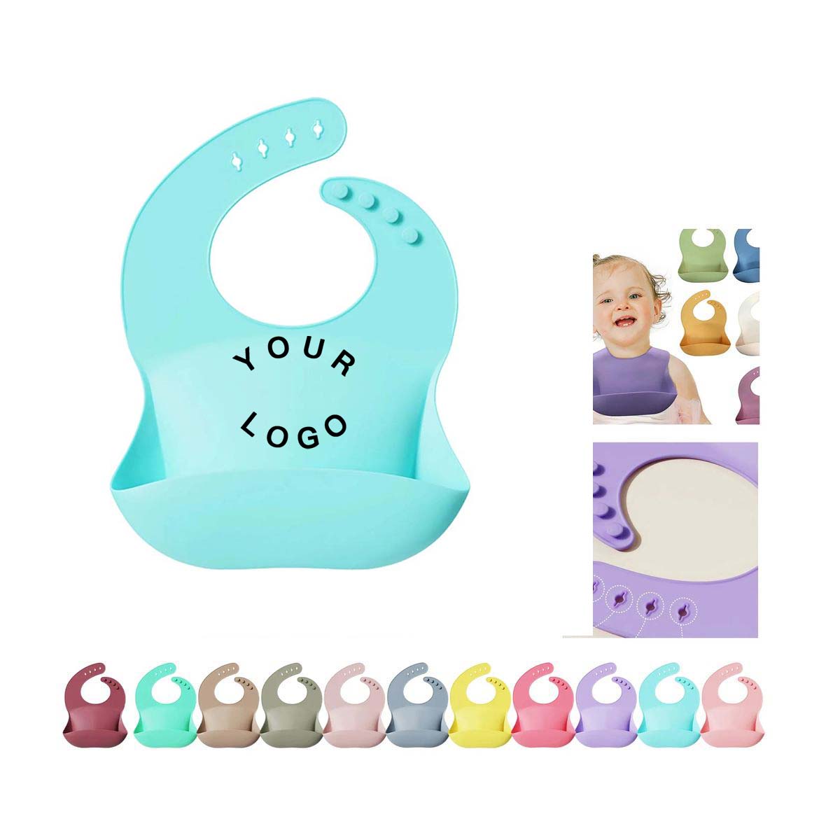 Reusable Silicone Baby Bib with Adjustable Strap 4