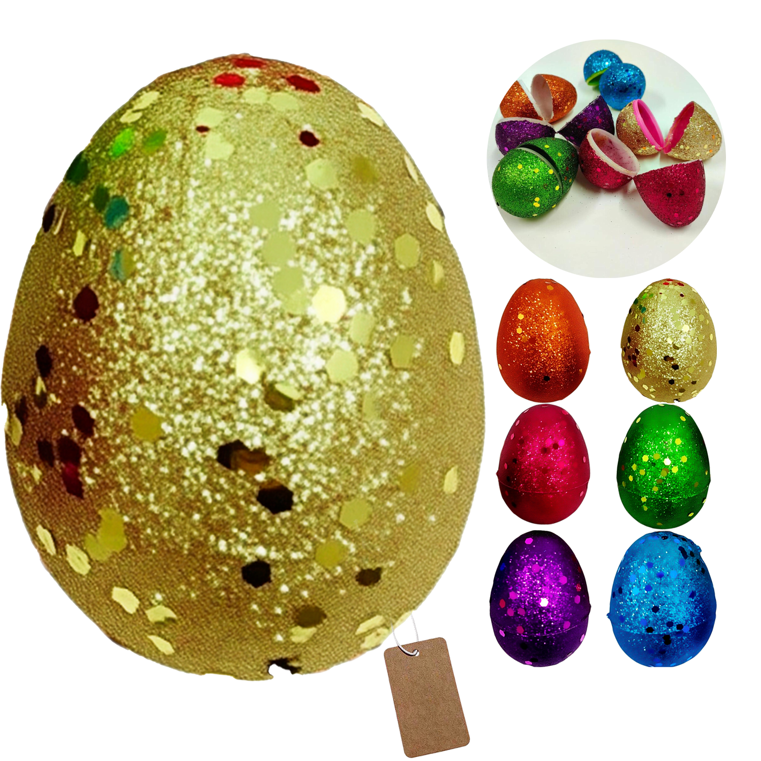 Glittered Fillable Plastic Easter Eggs 10