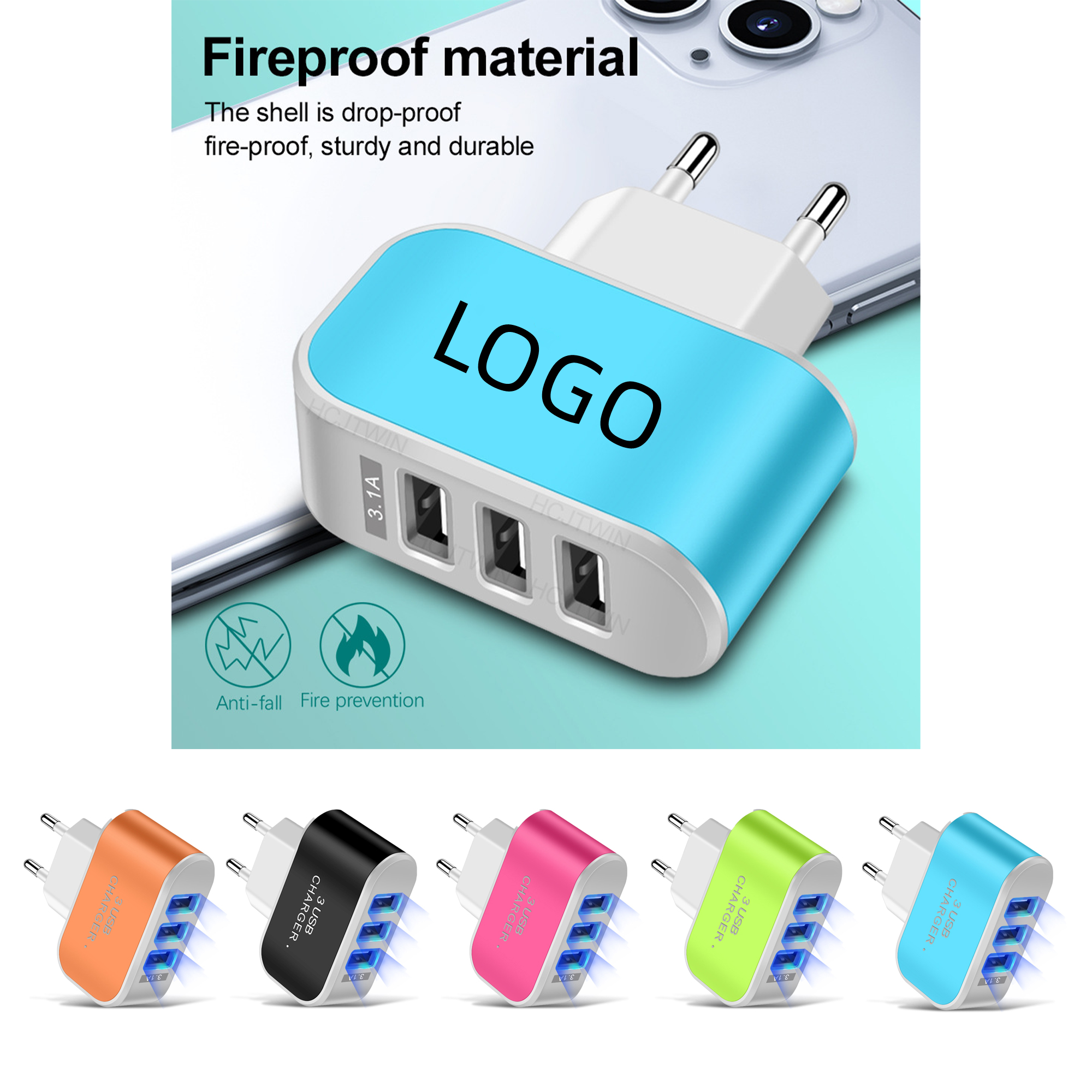 3 Hole USB LED Hotel Office Charger Plug 5
