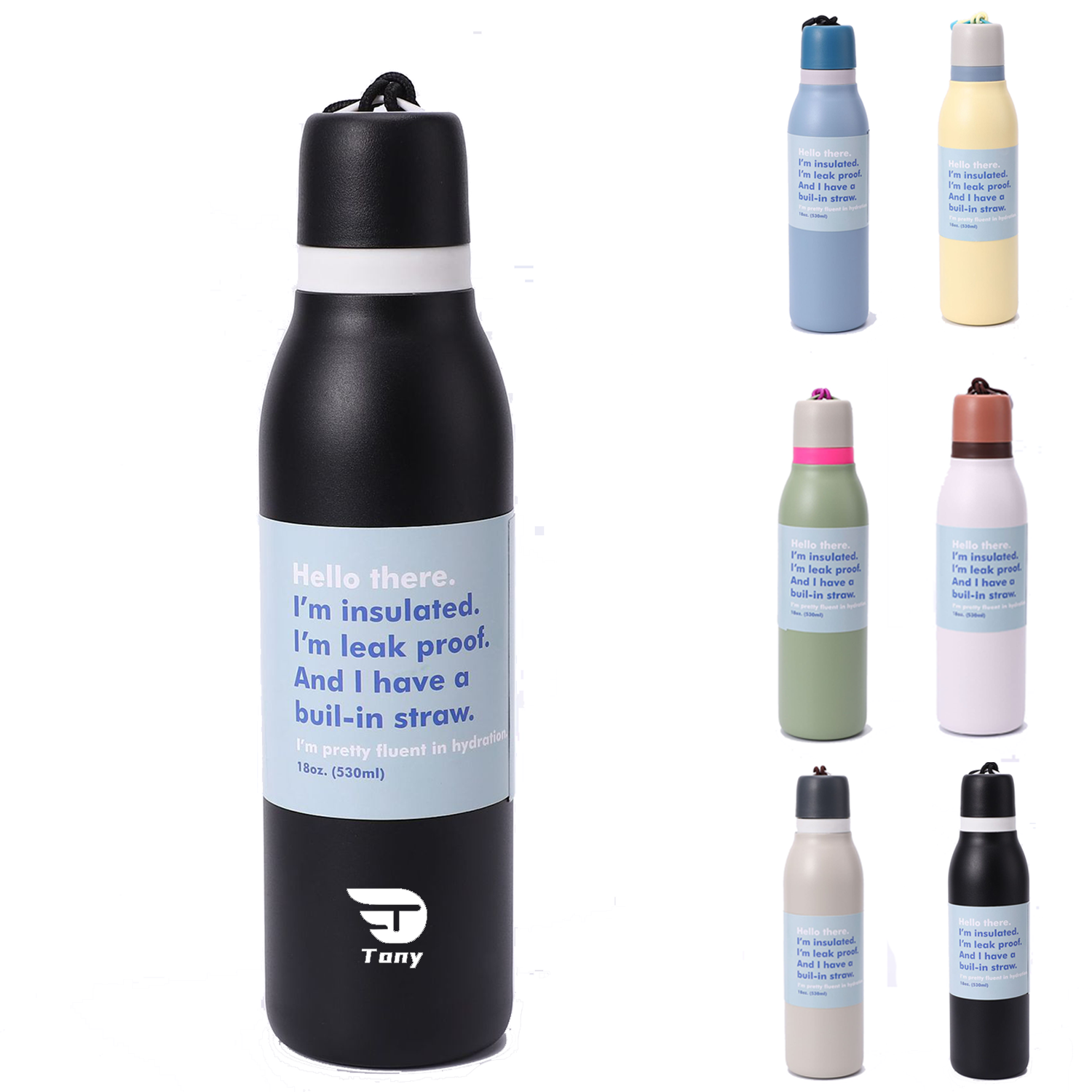 18oz Bowling Shaped Stainless Steel Insulated Sports Bottle 11