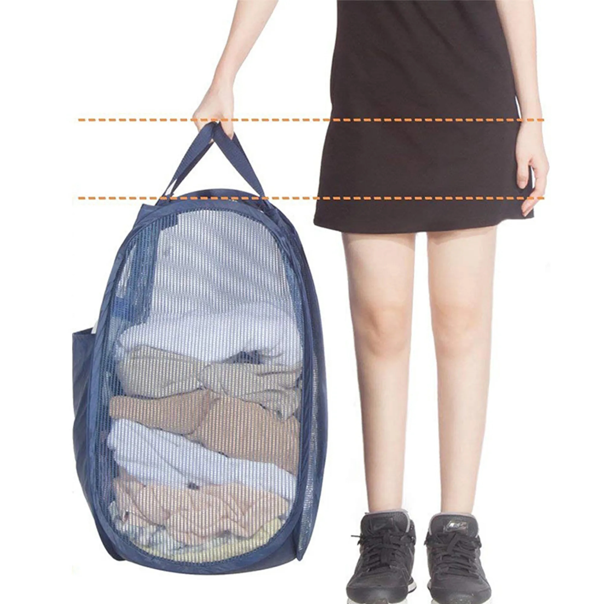 Mesh Laundry Hamper Portable Bathroom Basket Baby For Kids 5