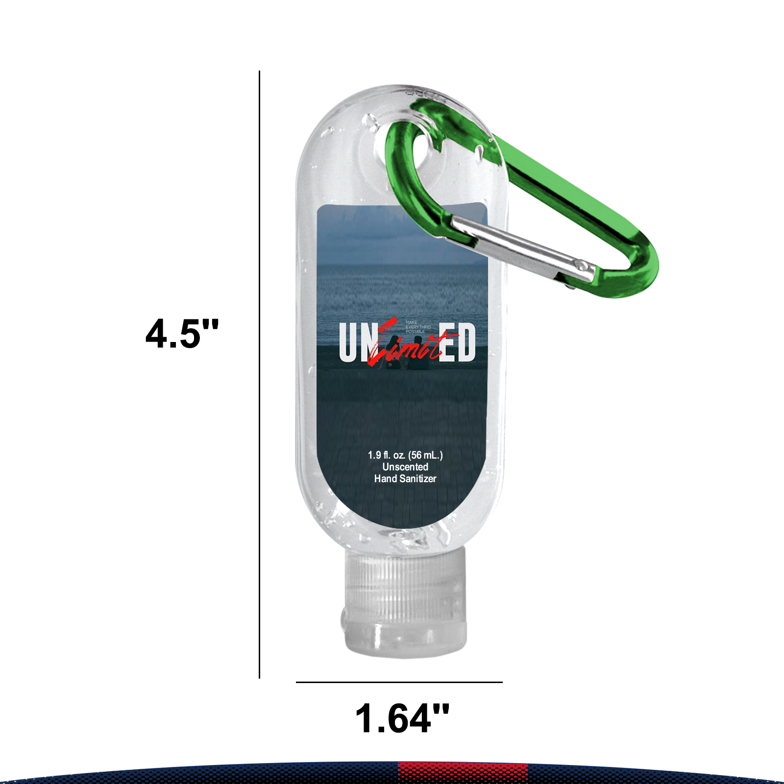 1.9 oz. Pabuk Clear Bottle Clear Sanitizer With Carabiner 18