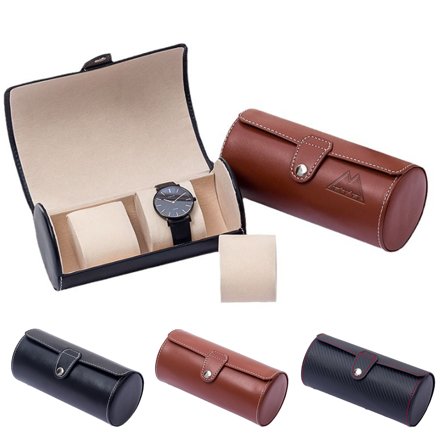 Pu Leather Travel Watch Roll Organizer Display Case 2