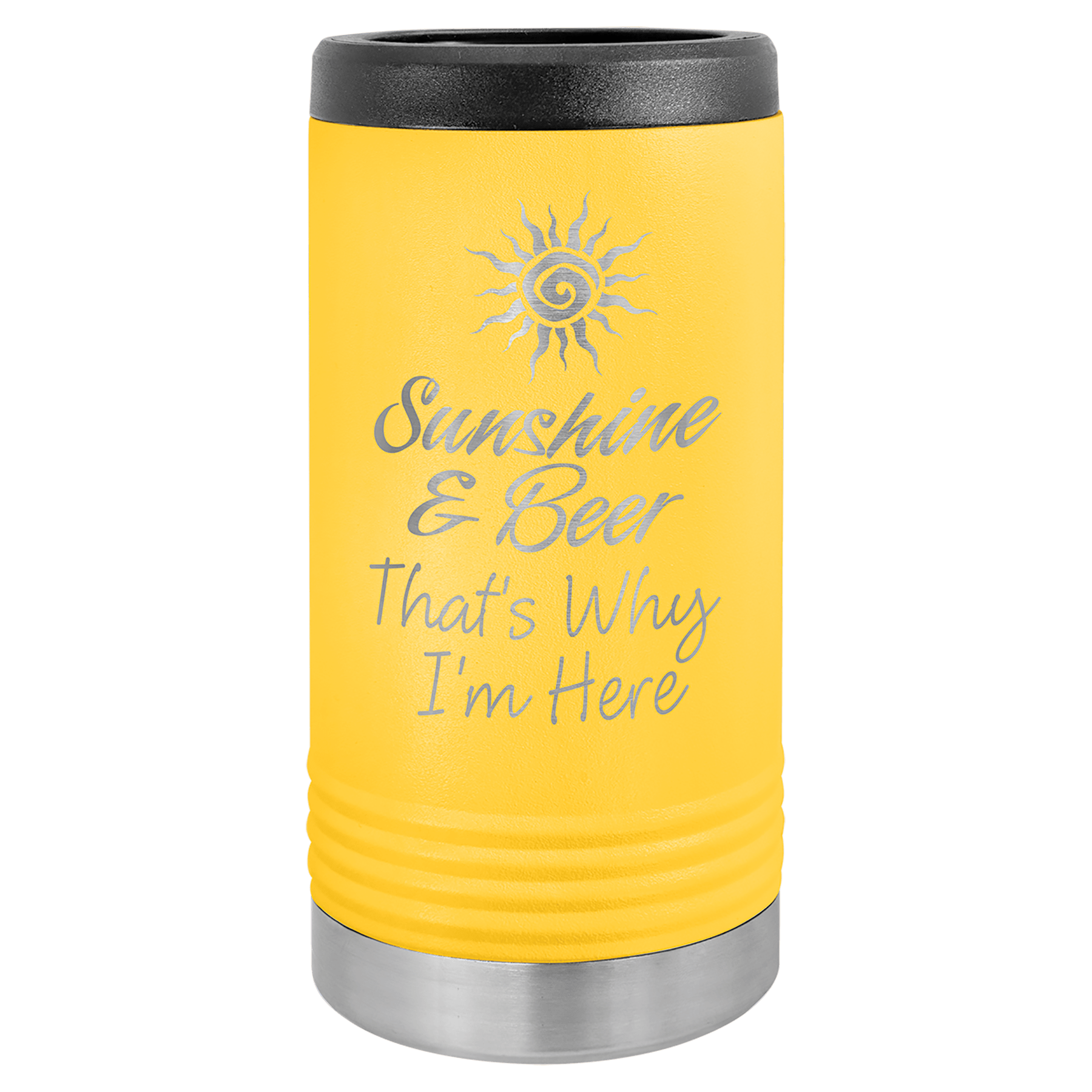 Yellow Laser Engraved Polar Camel Slim Beverage Holder 1