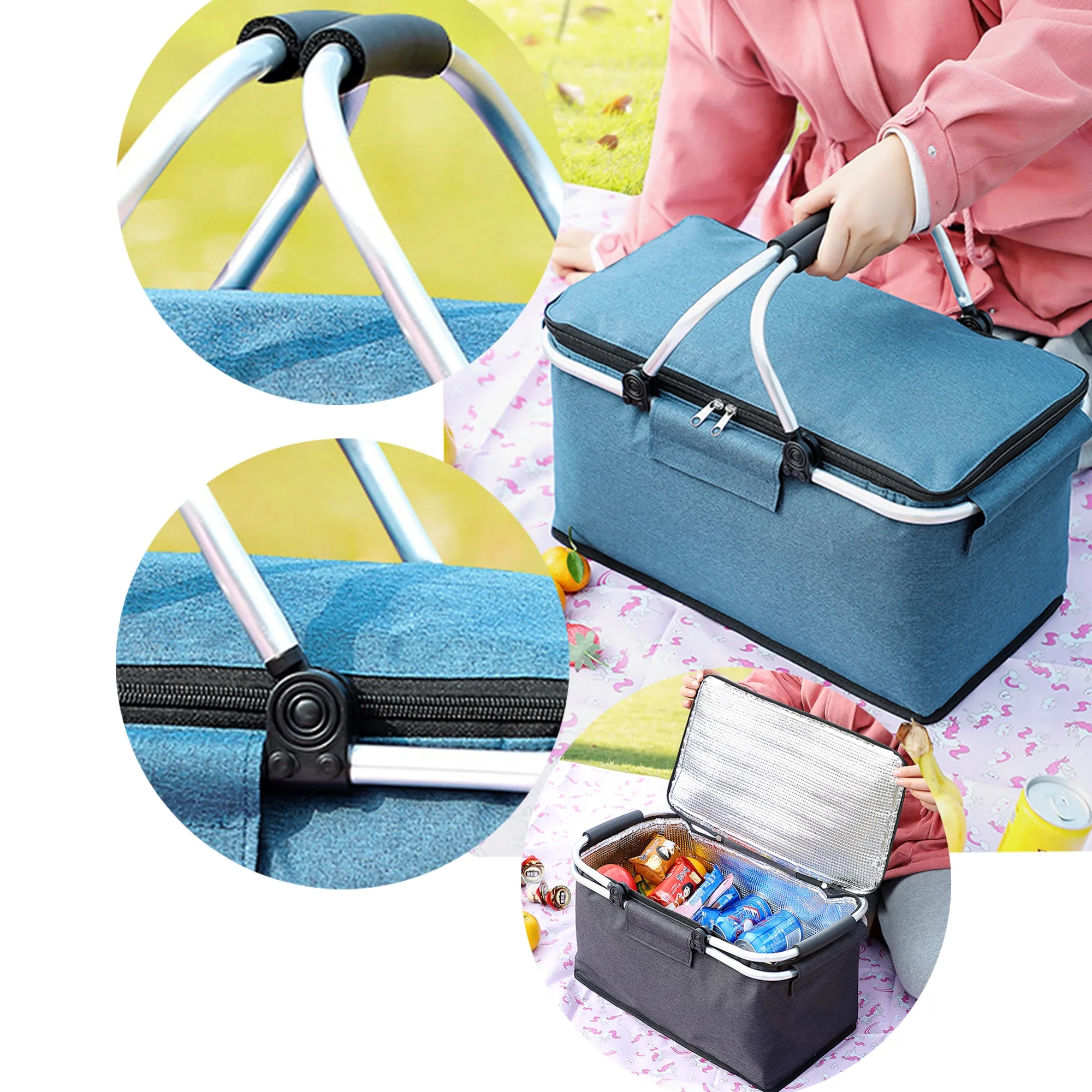 Foldable Insulation Travel Bag Insulated Picnic Basket 3