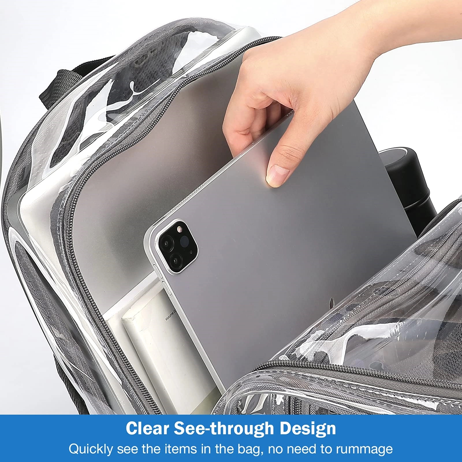 See Through Backpacks Transparent Clear Heavy-Duty Bookbag 4