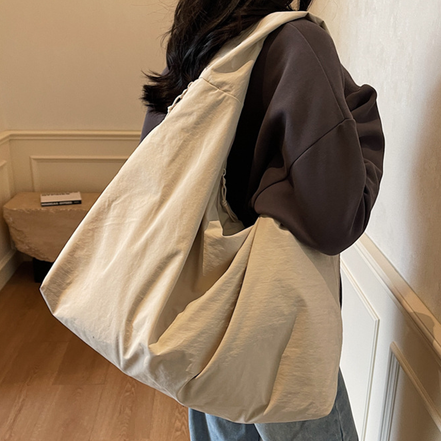 Large Nylon Slouchy Hobo Tote Bag 5